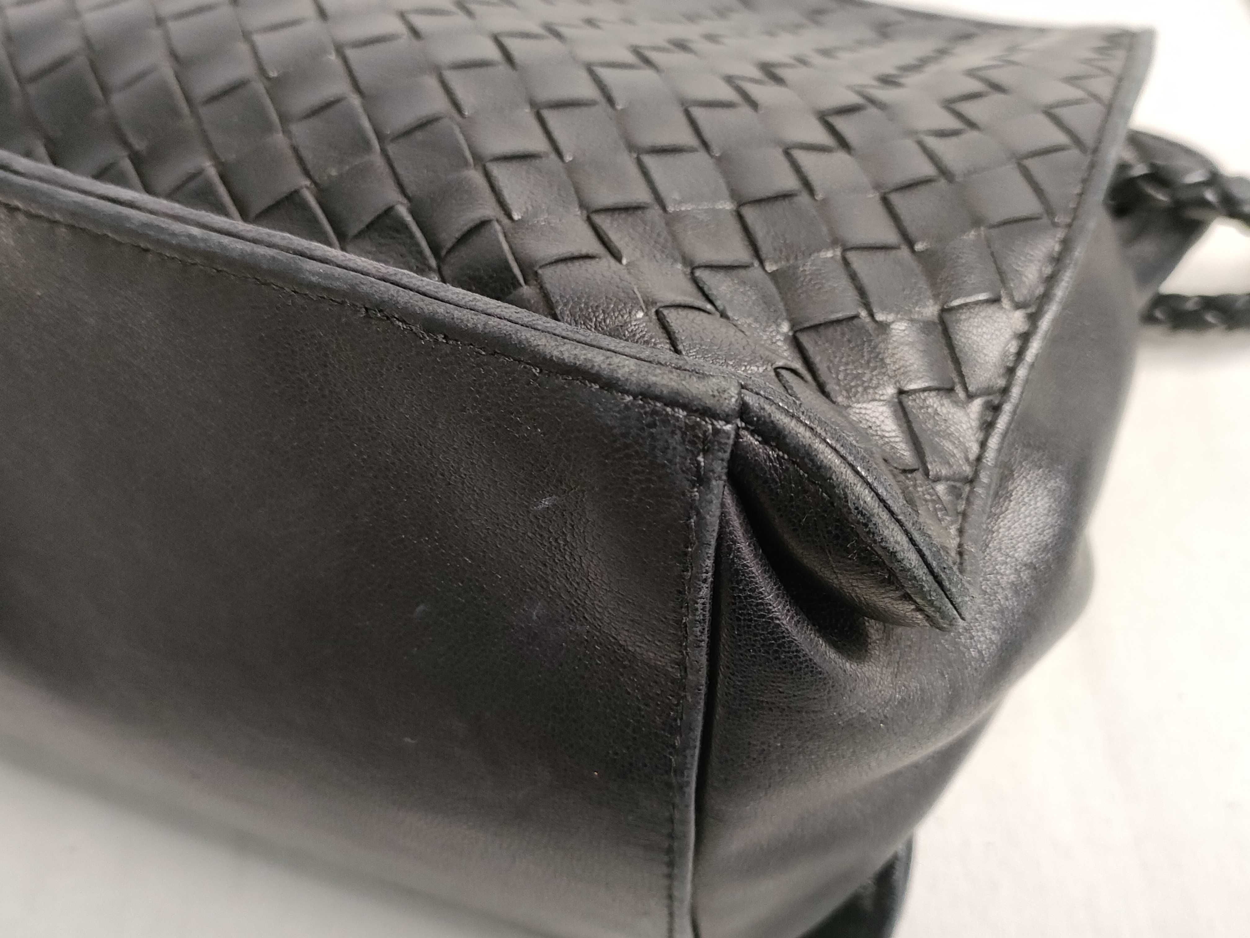 Intrecciato Leather Shoulder Bag, Black, 115655 (Shoulder Bag) — view 6