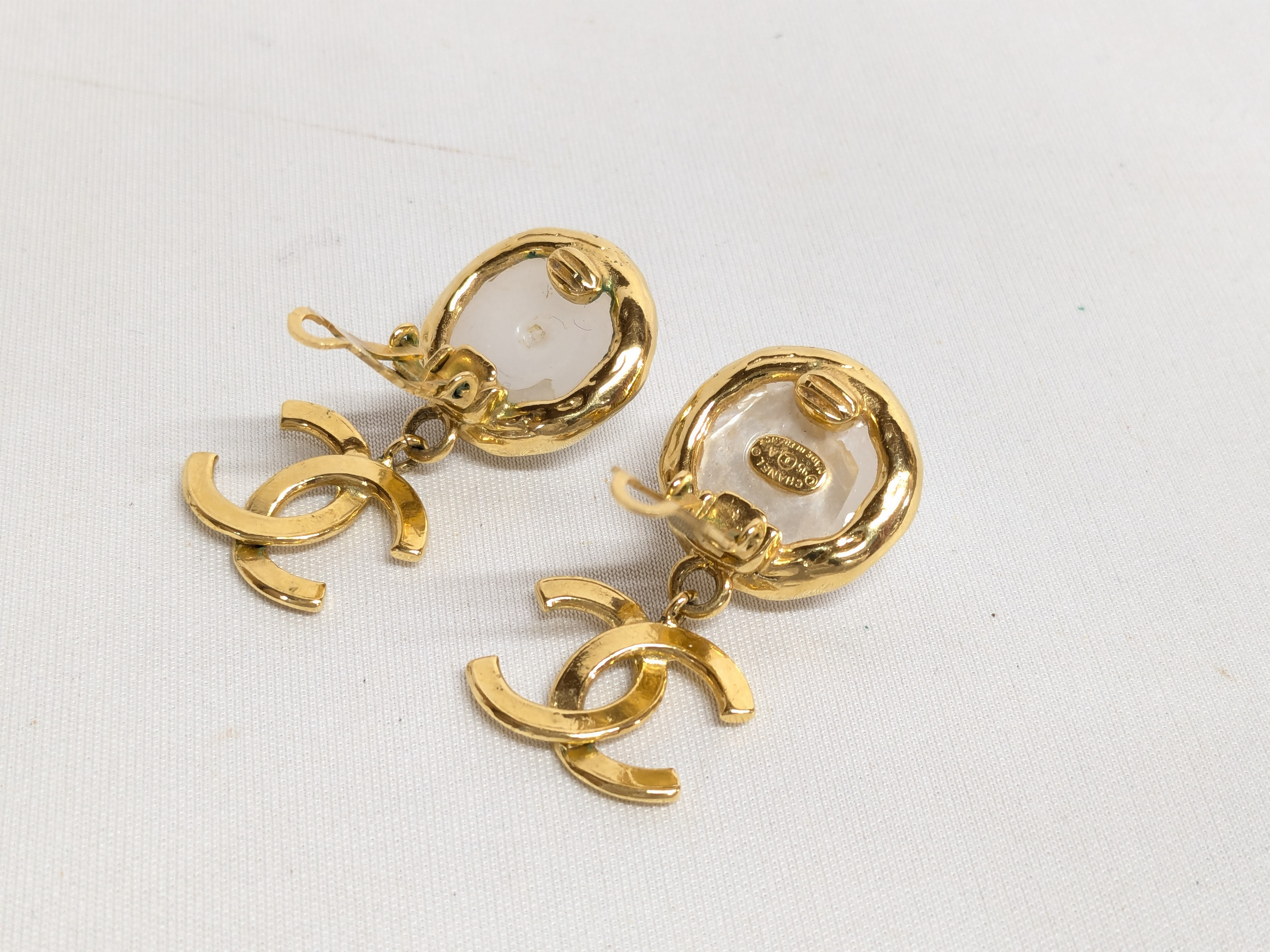 Coco Mark Pearl Earrings (One earring has a mark) — view 3