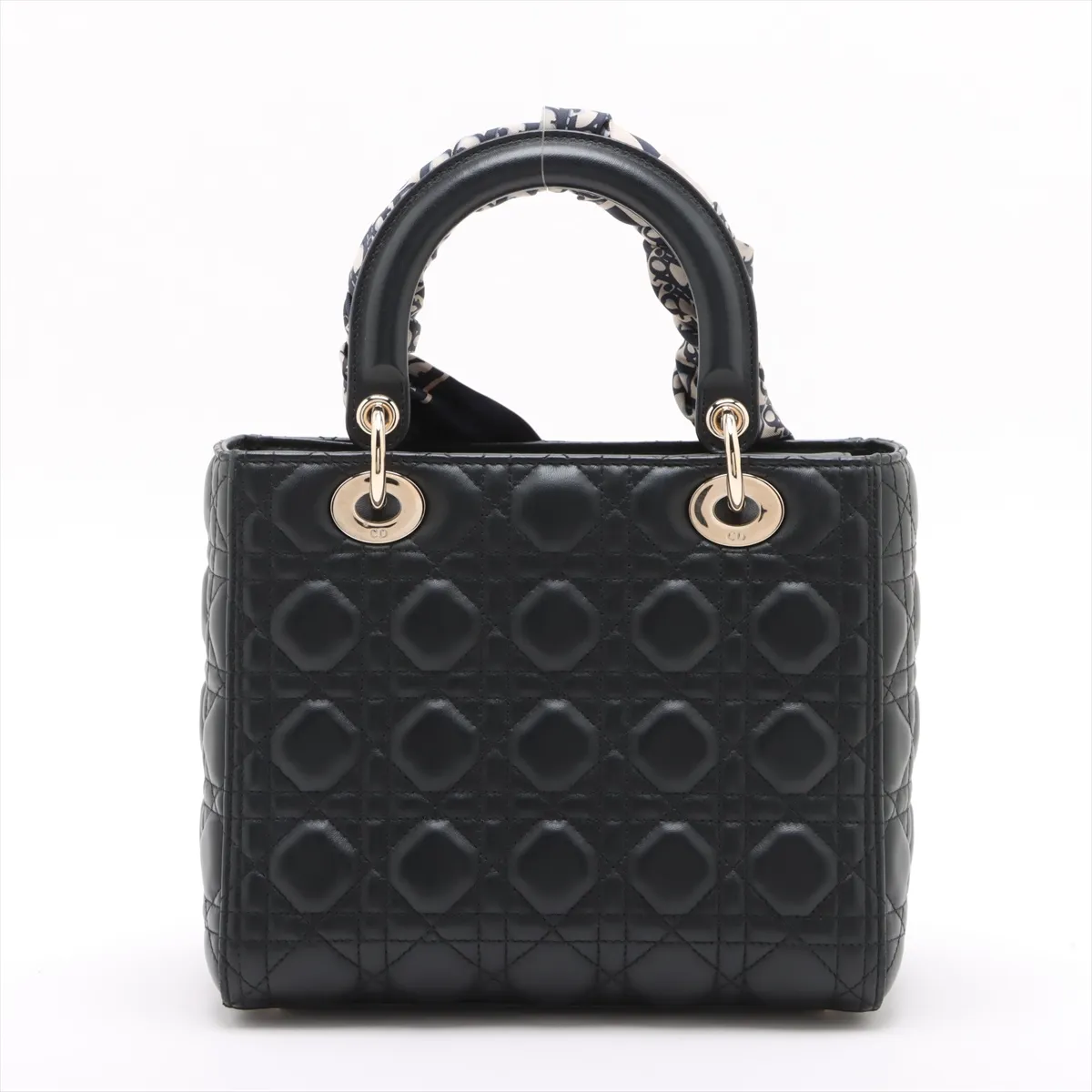 Cannage Lady Dior Leather 2WAY Handbag Black with Mitza — view 2