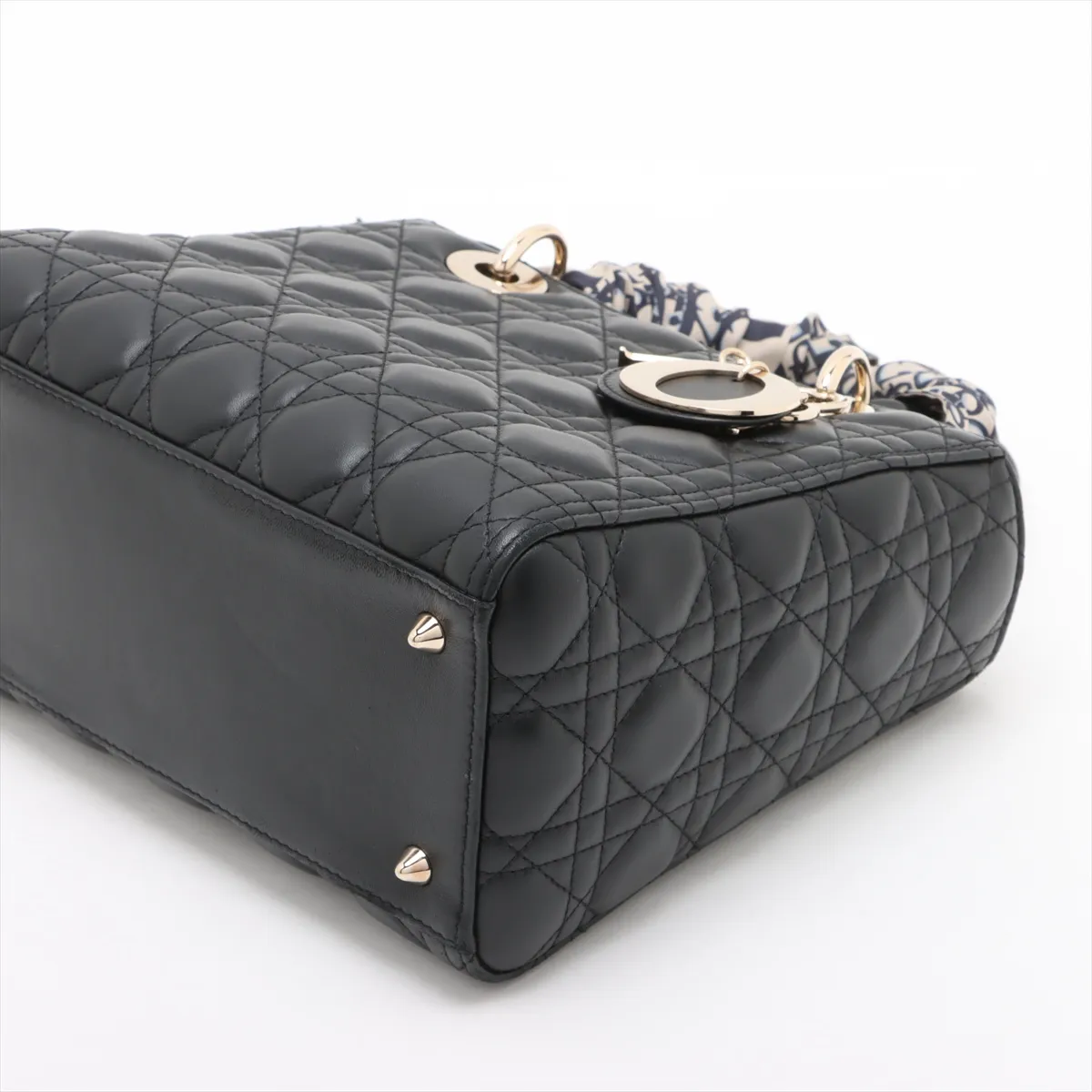 Cannage Lady Dior Leather 2WAY Handbag Black with Mitza — view 3