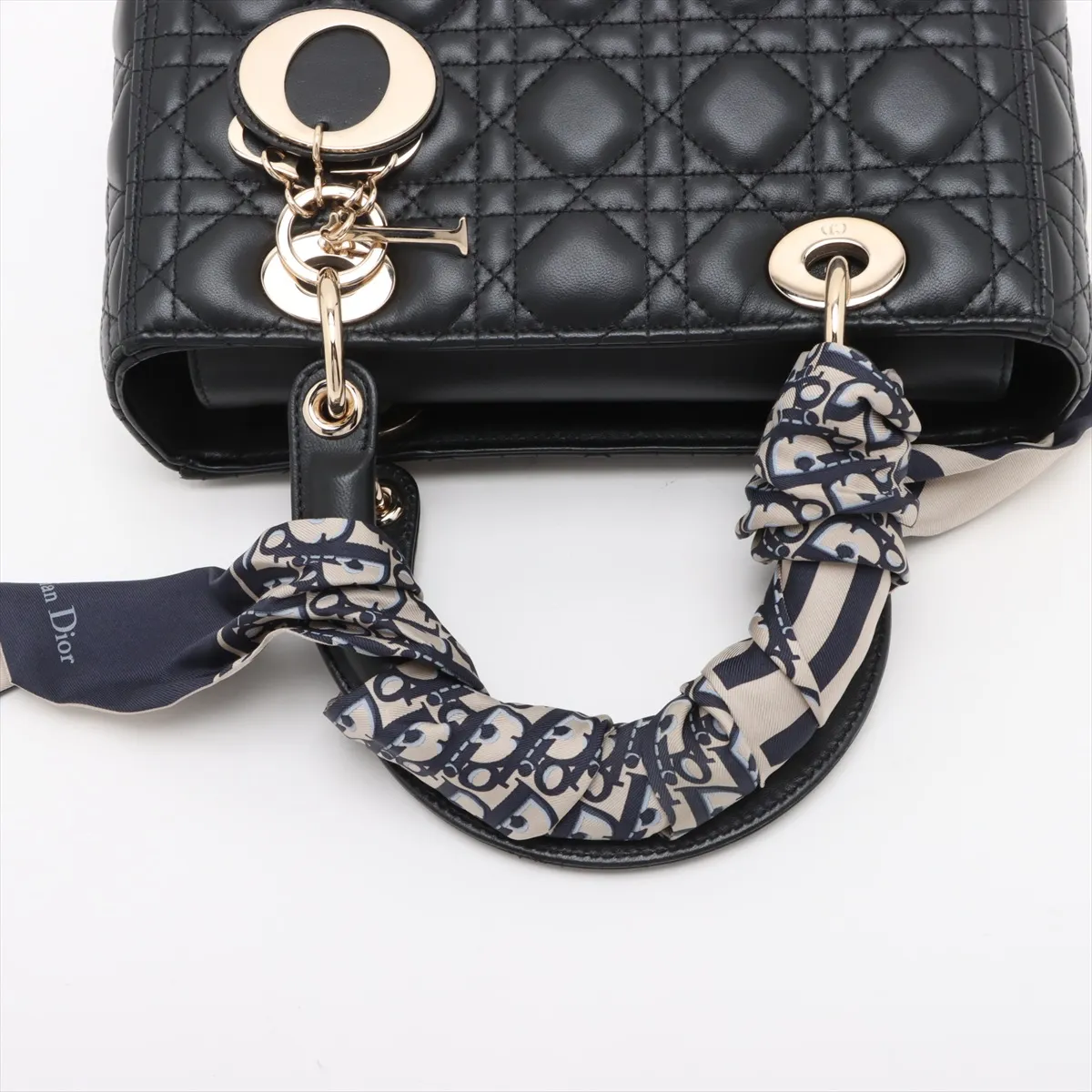 Cannage Lady Dior Leather 2WAY Handbag Black with Mitza — view 5