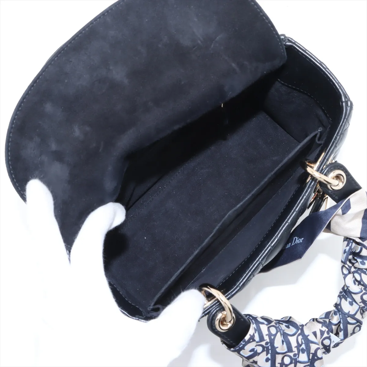 Cannage Lady Dior Leather 2WAY Handbag Black with Mitza — view 8