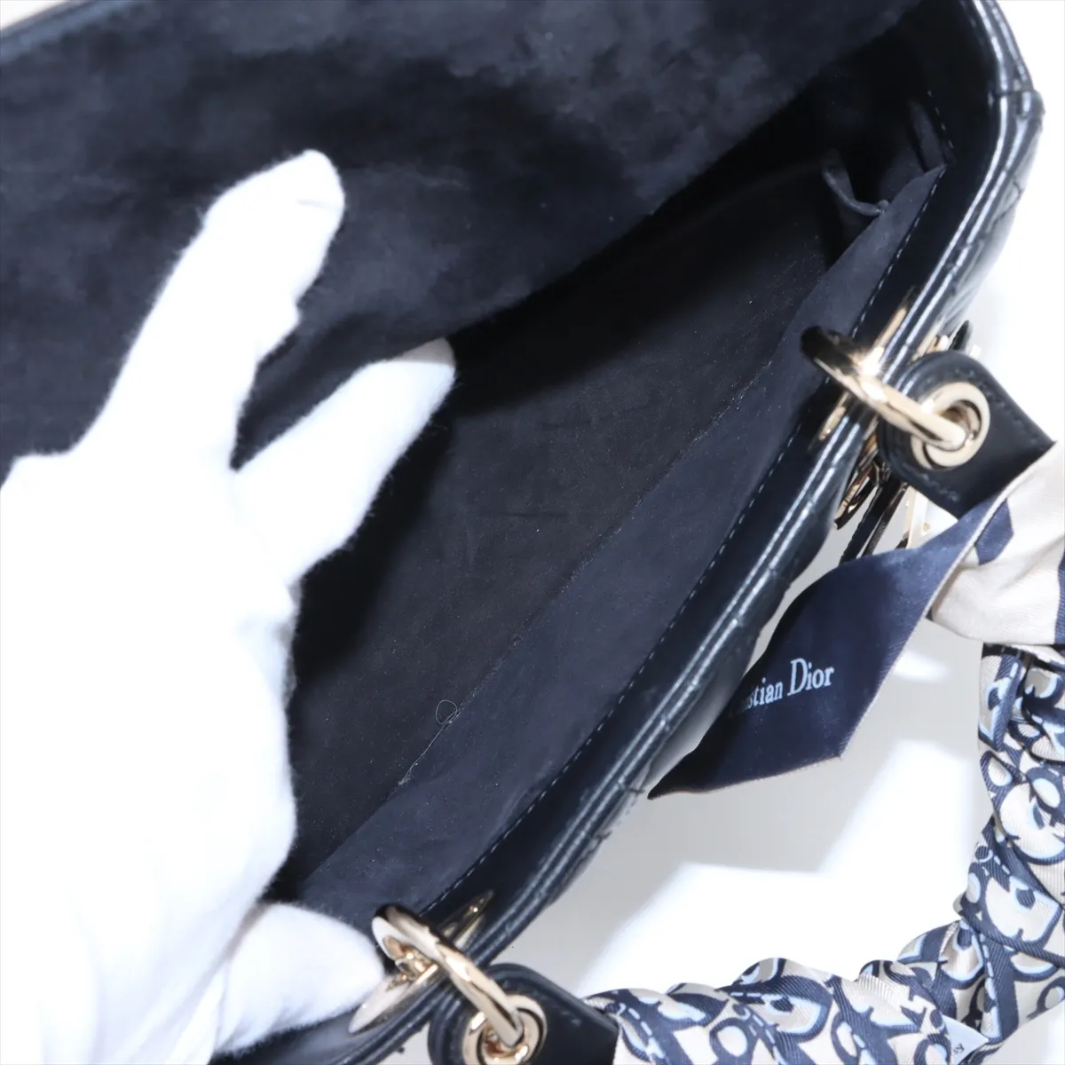 Cannage Lady Dior Leather 2WAY Handbag Black with Mitza — view 9