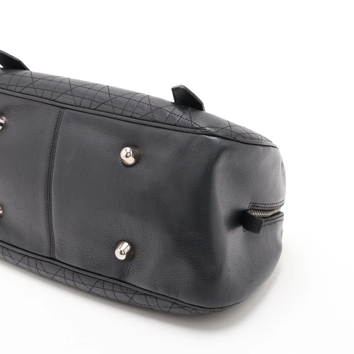 Cannage Leather Handbag, Black — view 3