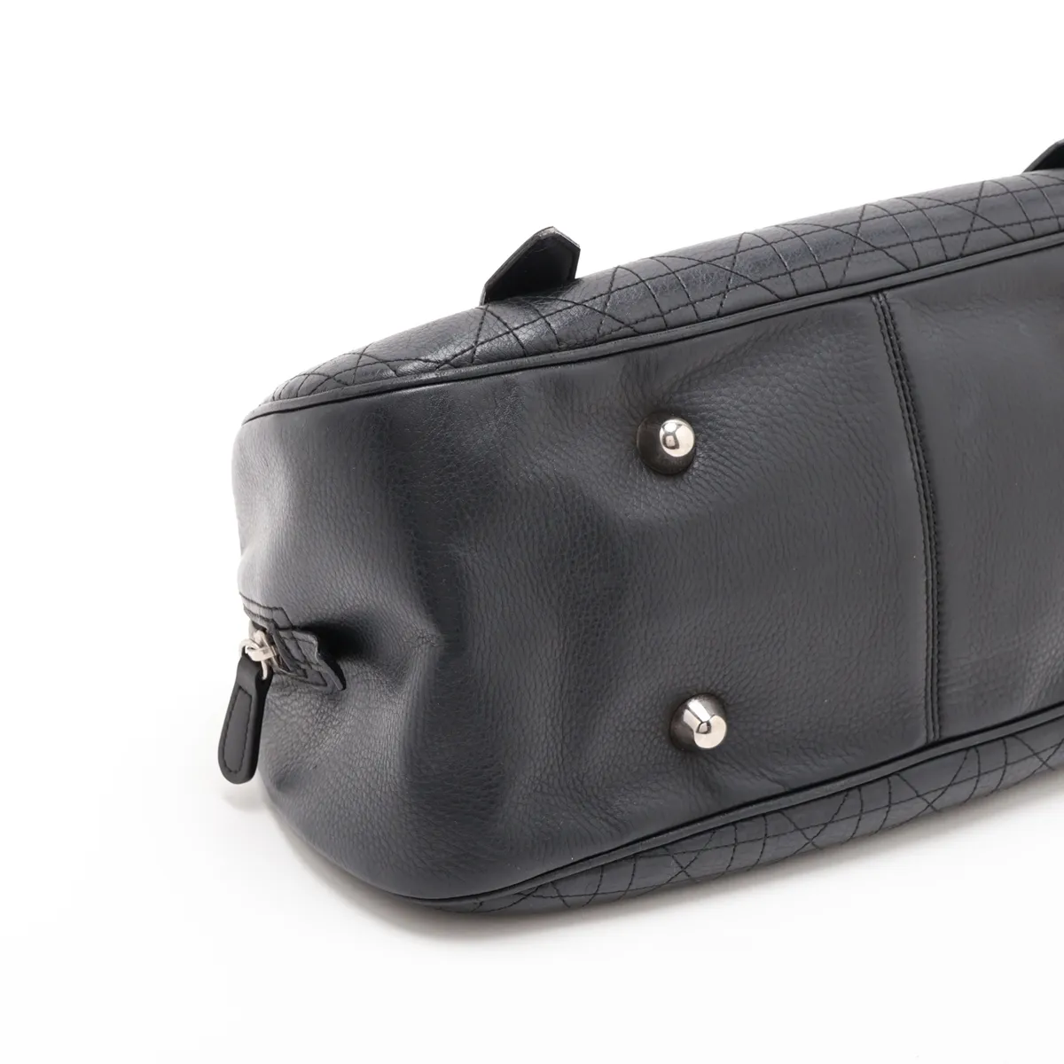 Cannage Leather Handbag, Black — view 4