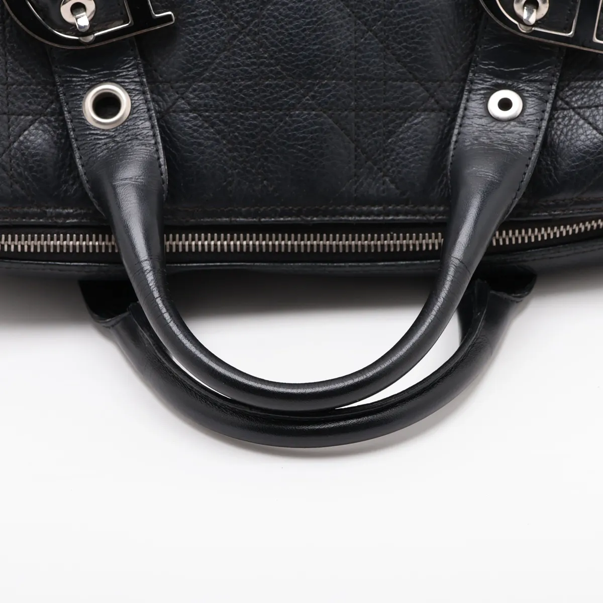 Cannage Leather Handbag, Black — view 5