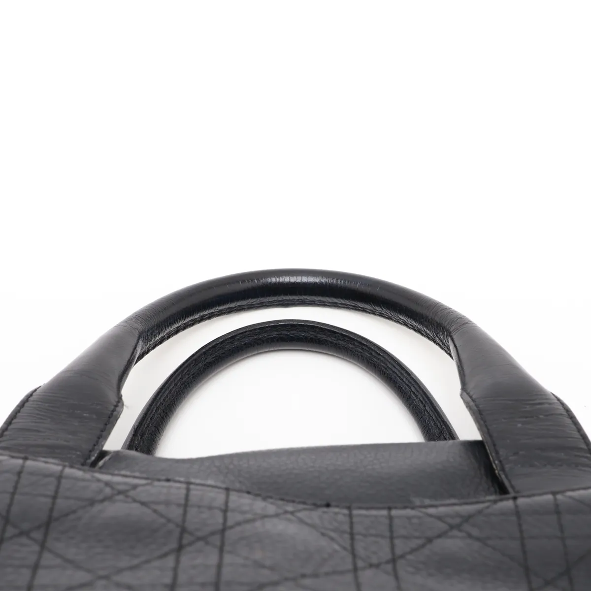 Cannage Leather Handbag, Black — view 6