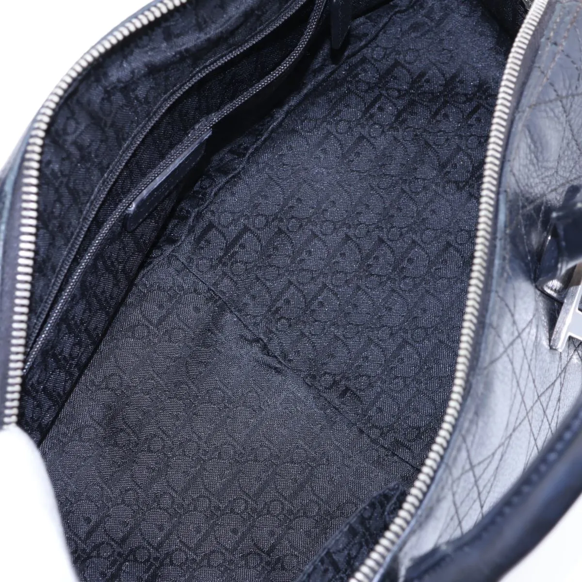 Cannage Leather Handbag, Black — view 7