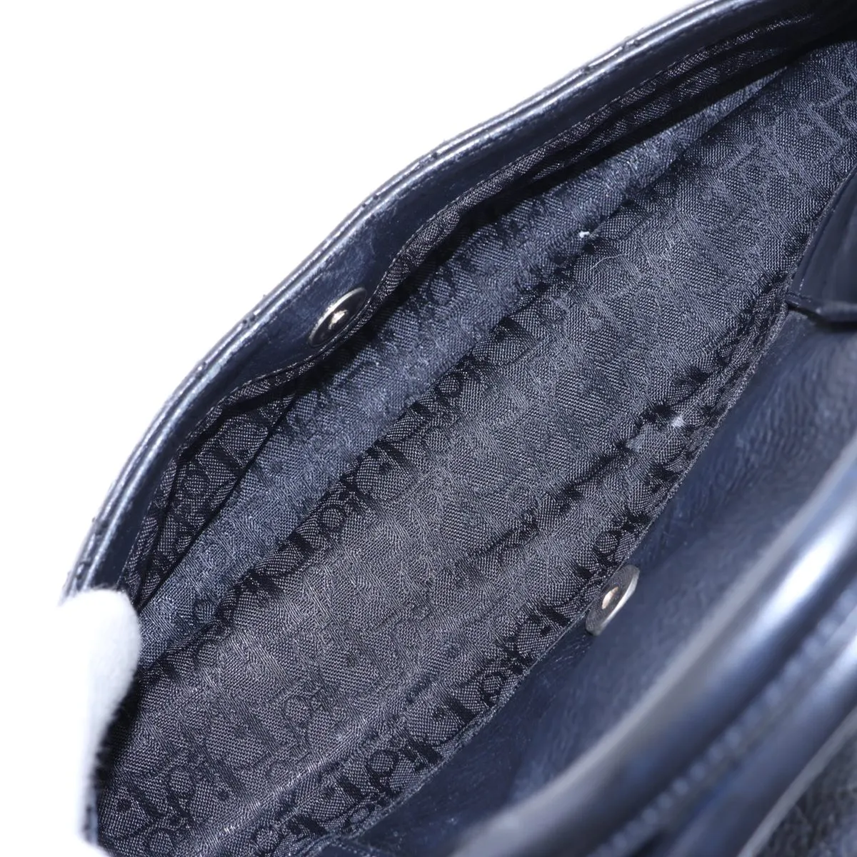 Cannage Leather Handbag, Black — view 9