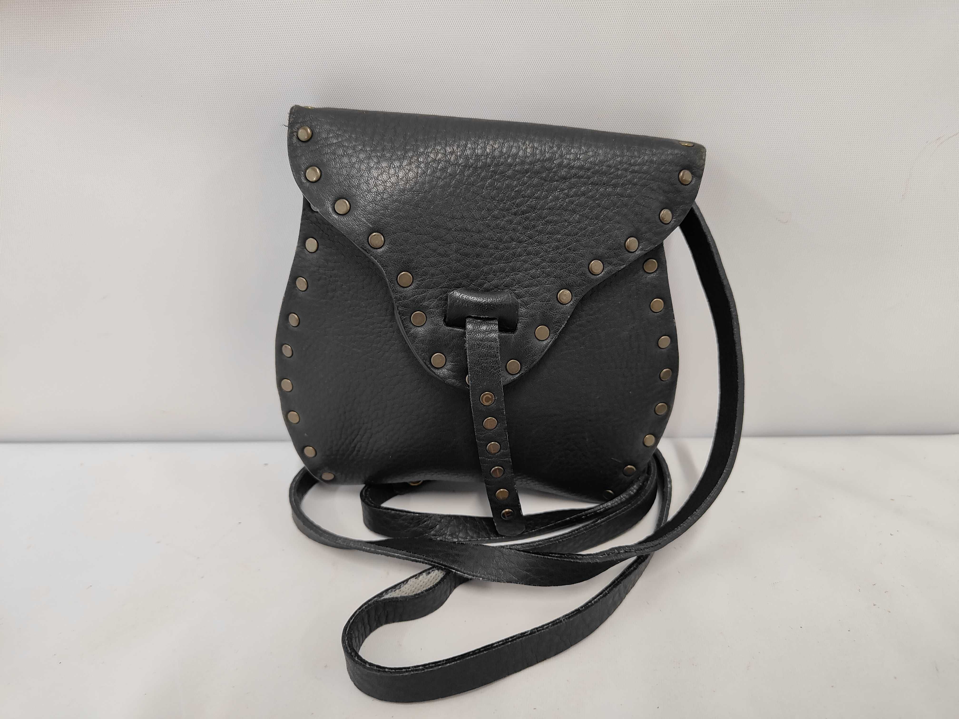 Studded Black Leather Crossbody Mini Shoulder Bag