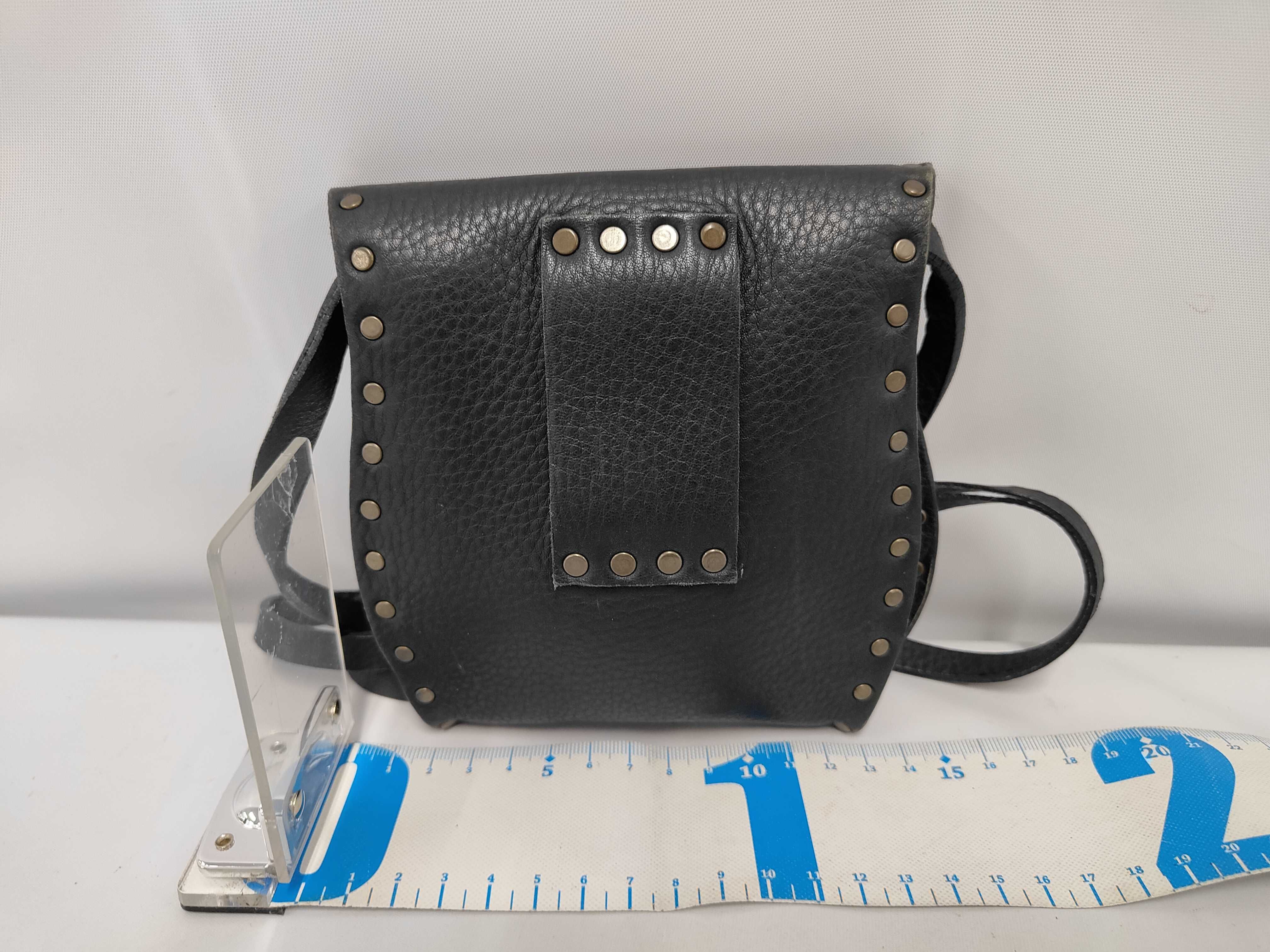 Studded Black Leather Crossbody Mini Shoulder Bag — view 2