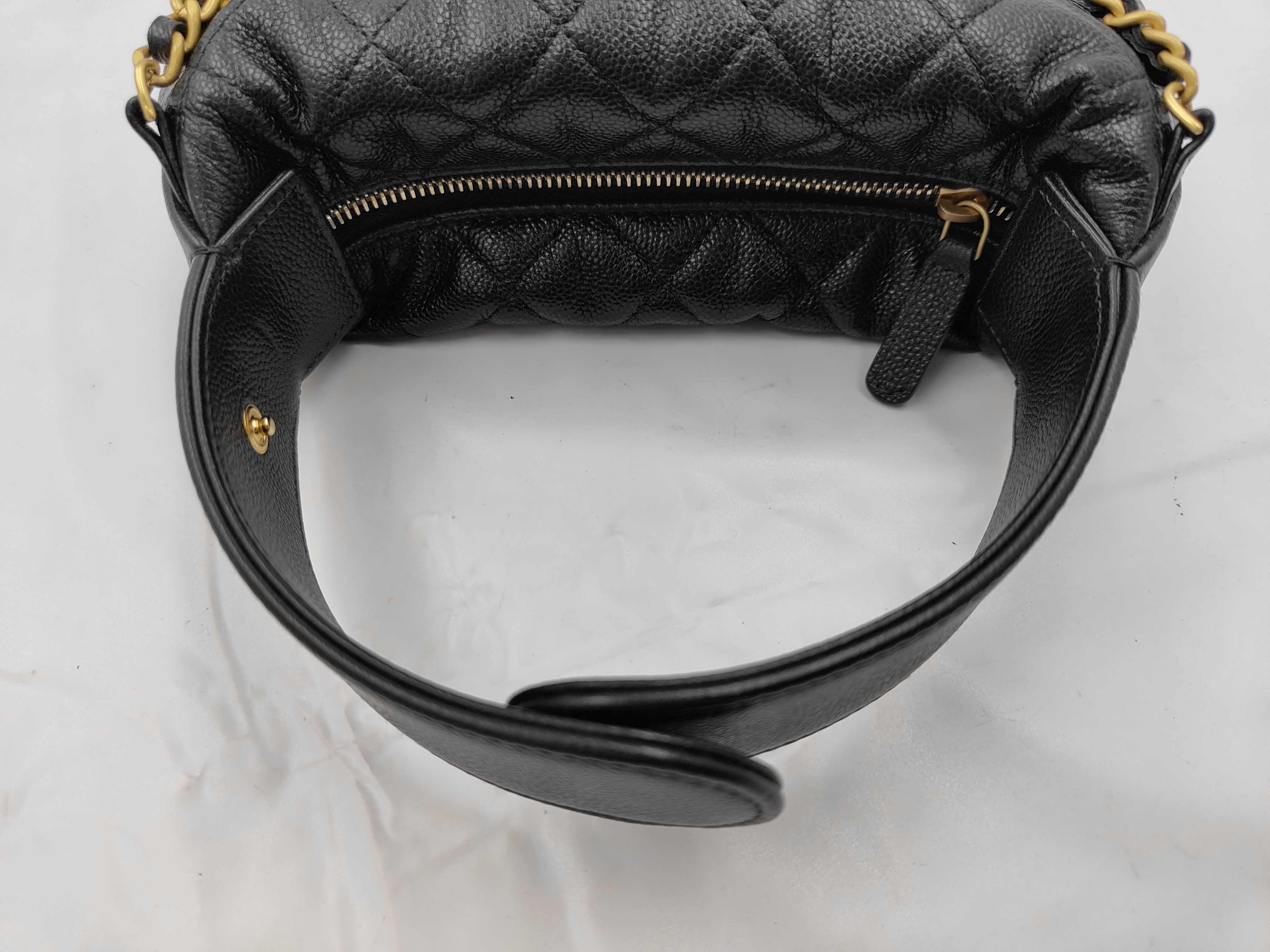 Matelassé handbag, caviar leather, black bag — view 3