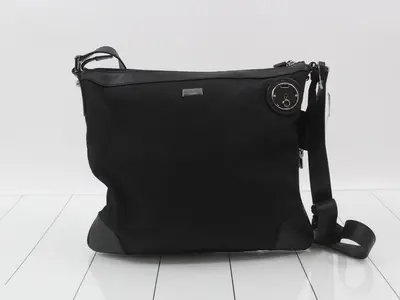 Shoulder bag, nylon x leather, black, item number 148476