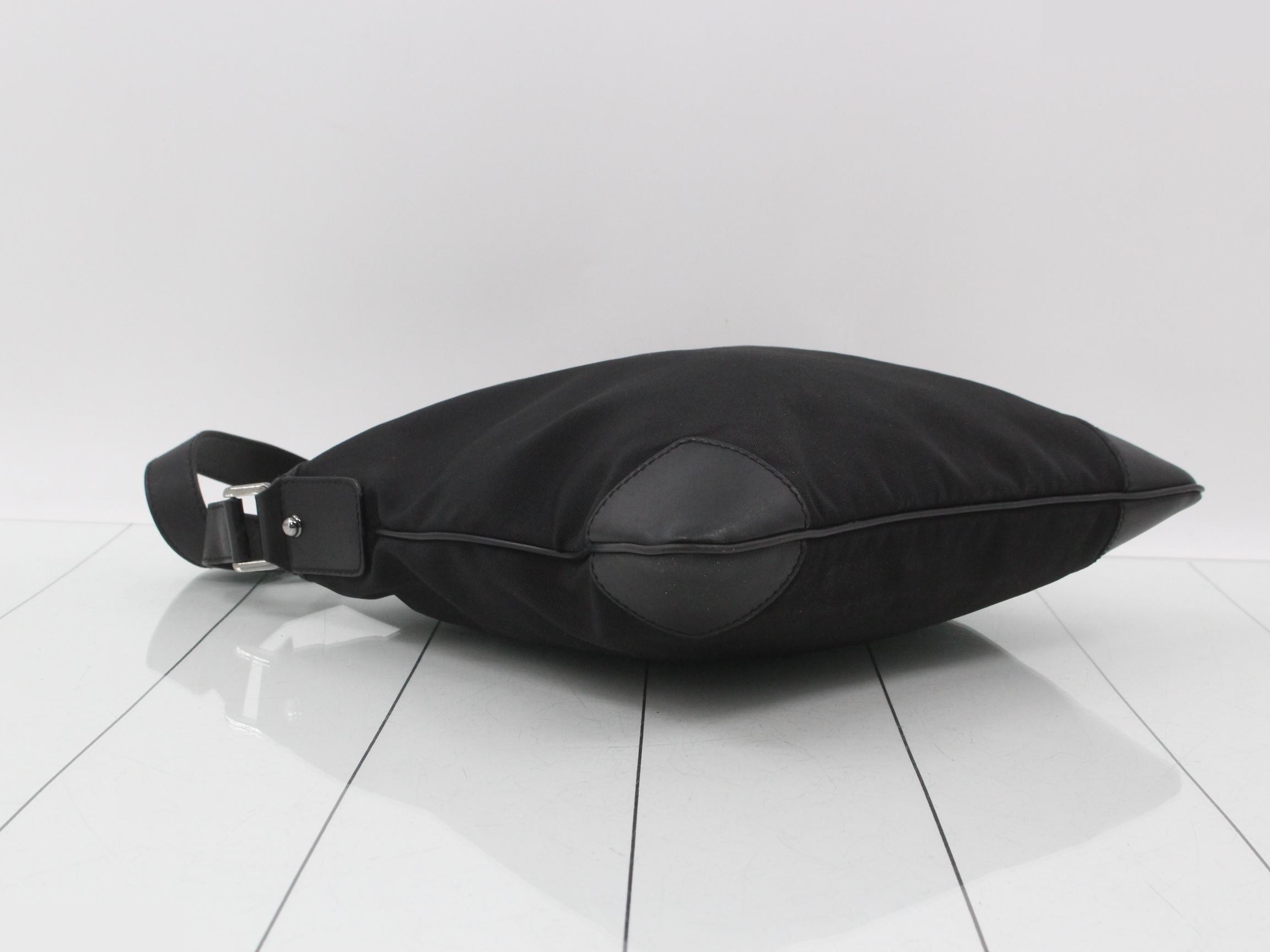 Shoulder bag, nylon x leather, black, item number 148476 — view 5