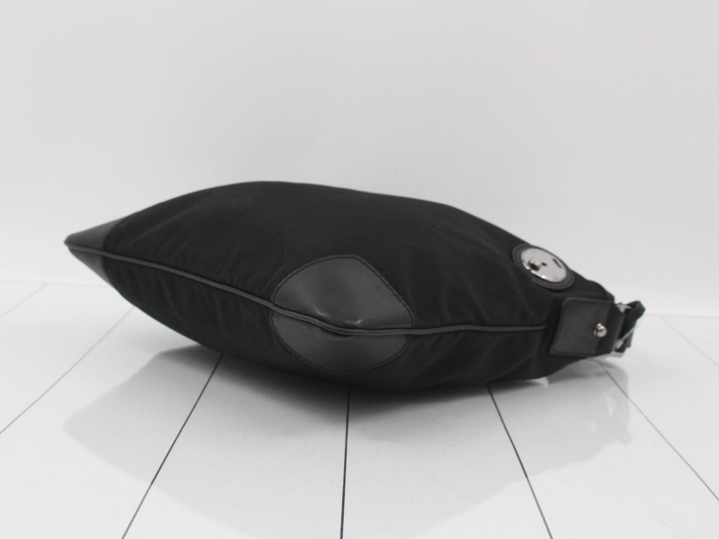 Shoulder bag, nylon x leather, black, item number 148476 — view 6