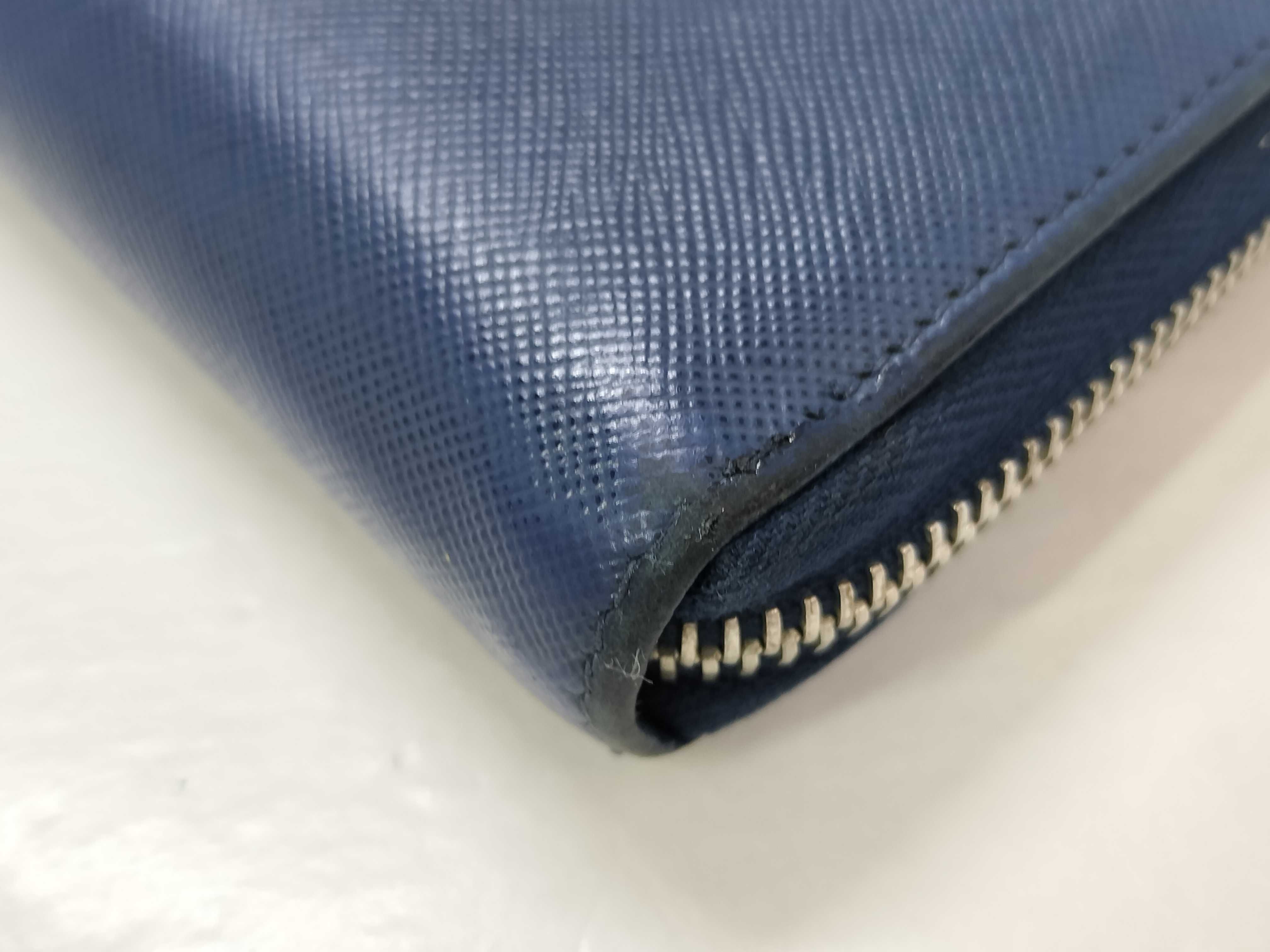 Saffiano Round Zip Wallet, Blue — view 3