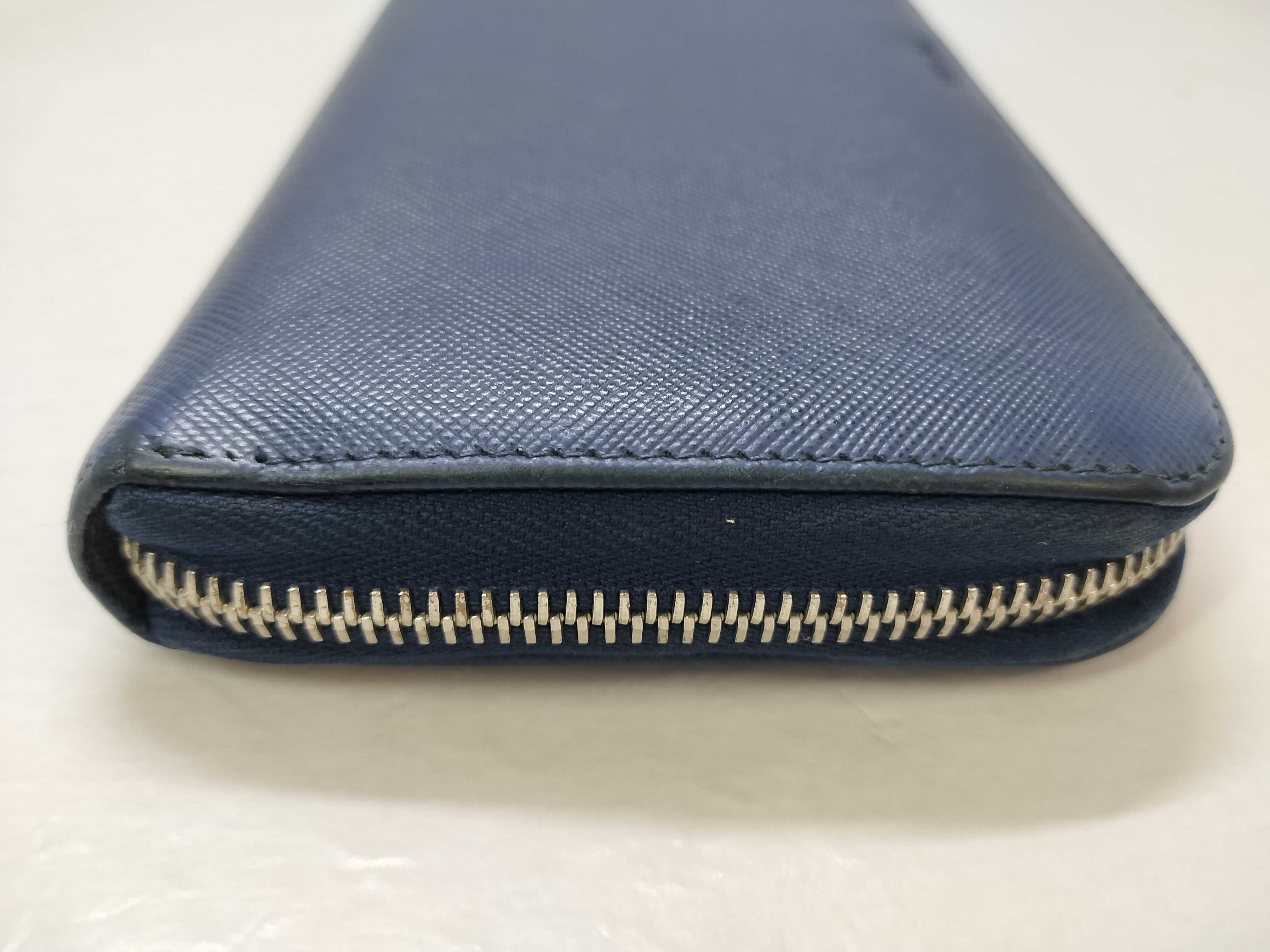 Saffiano Round Zip Wallet, Blue — view 5