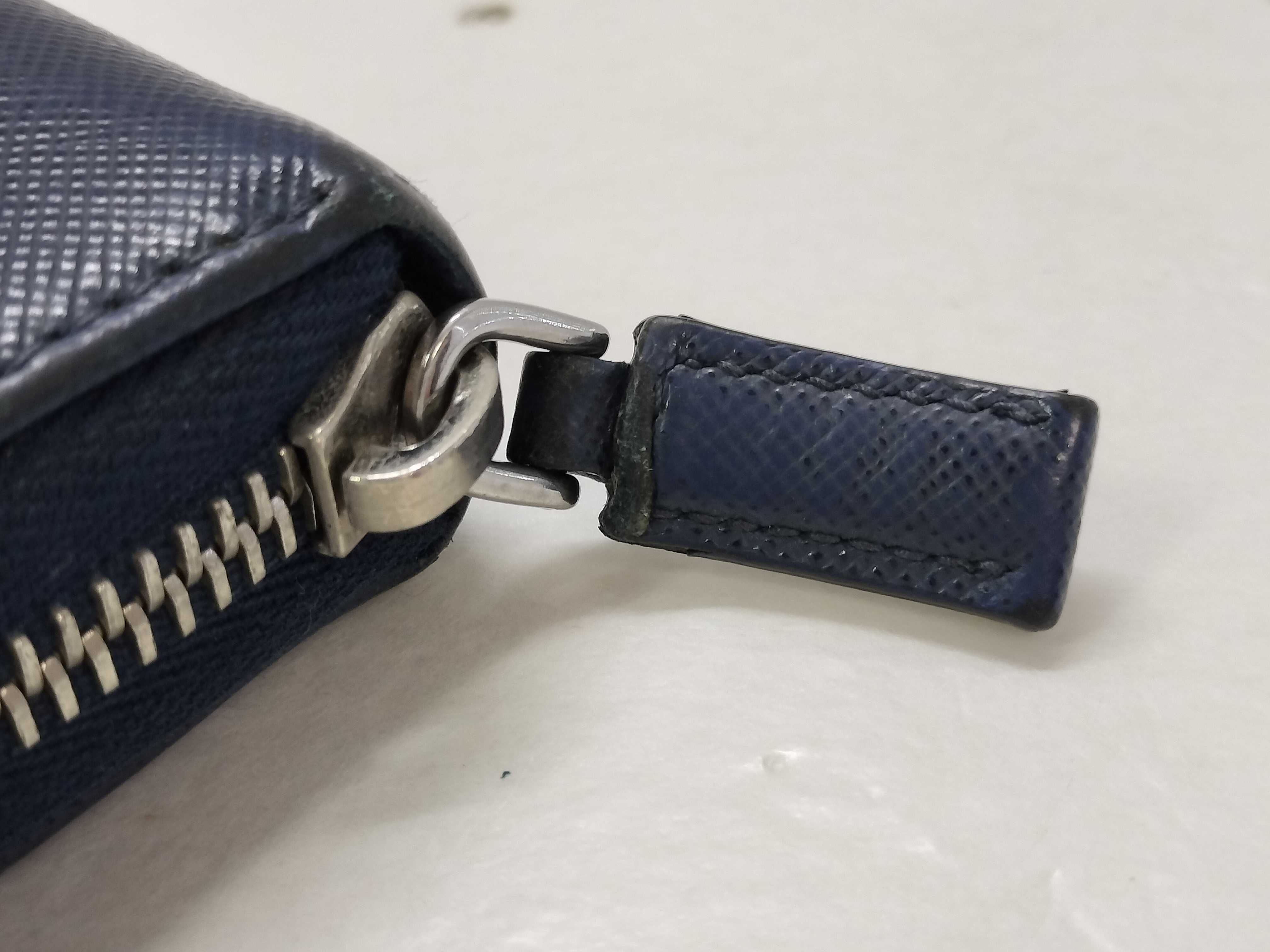 Saffiano Round Zip Wallet, Blue — view 7