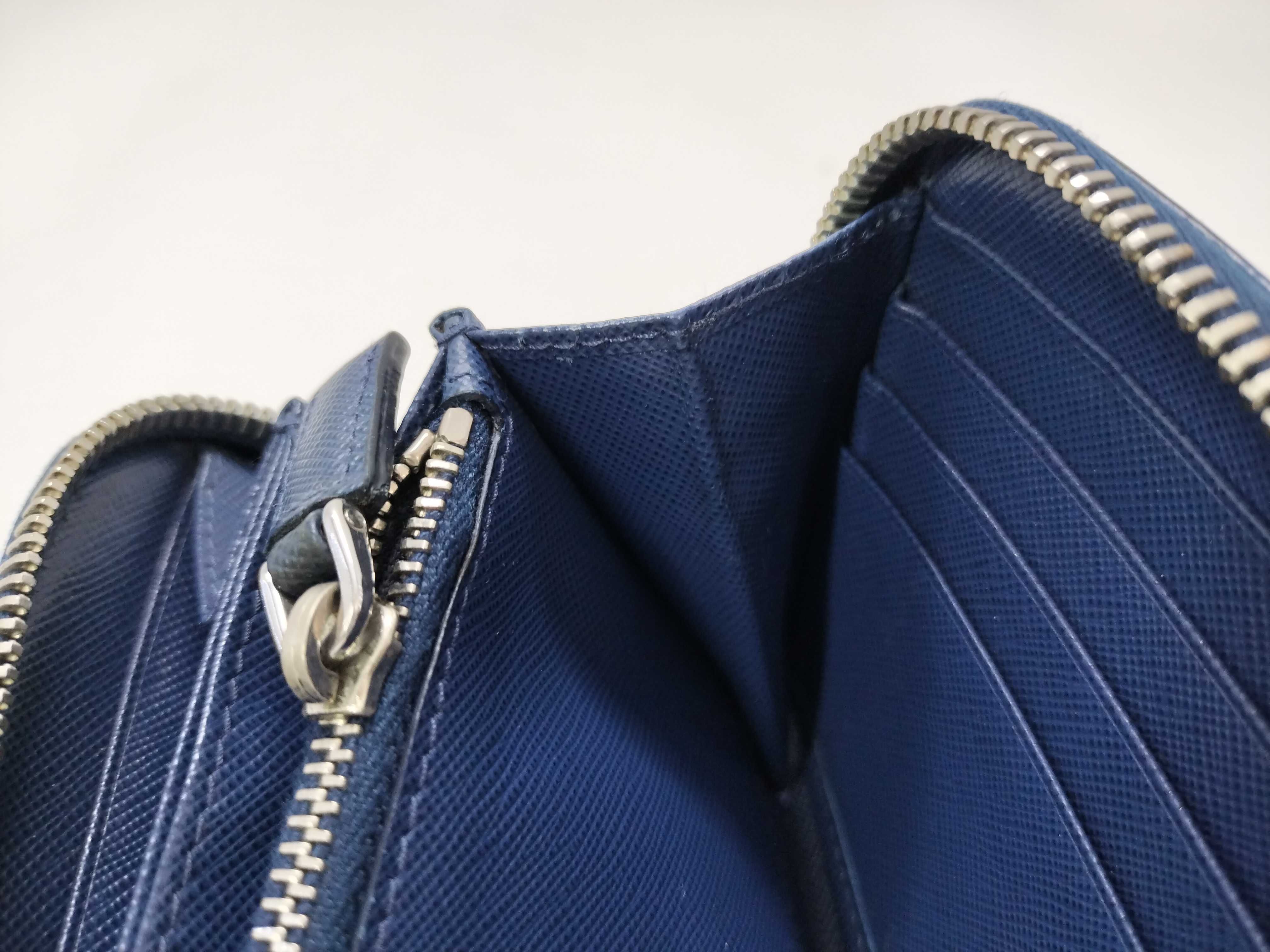 Saffiano Round Zip Wallet, Blue — view 8