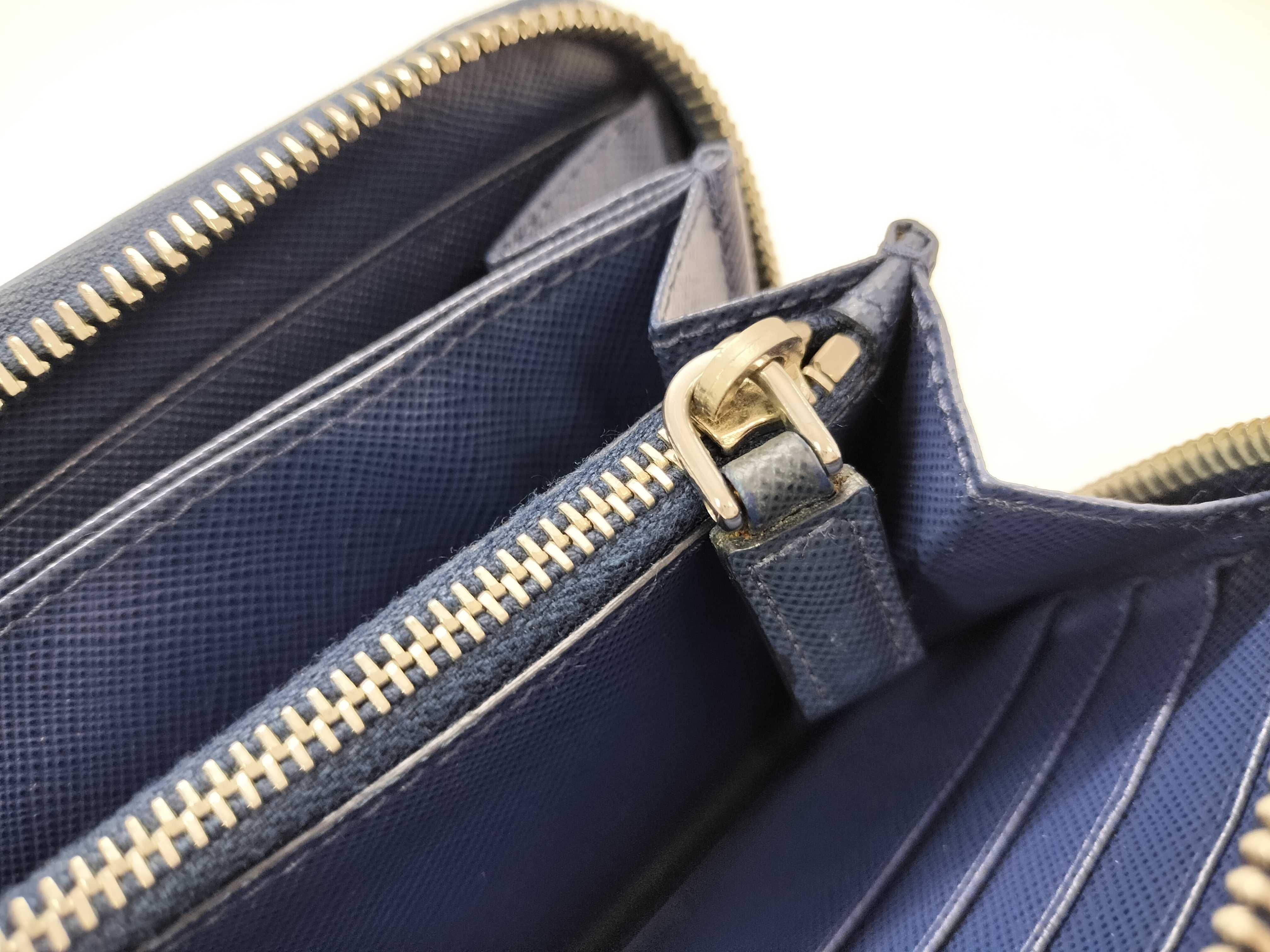 Saffiano Round Zip Wallet, Blue — view 10
