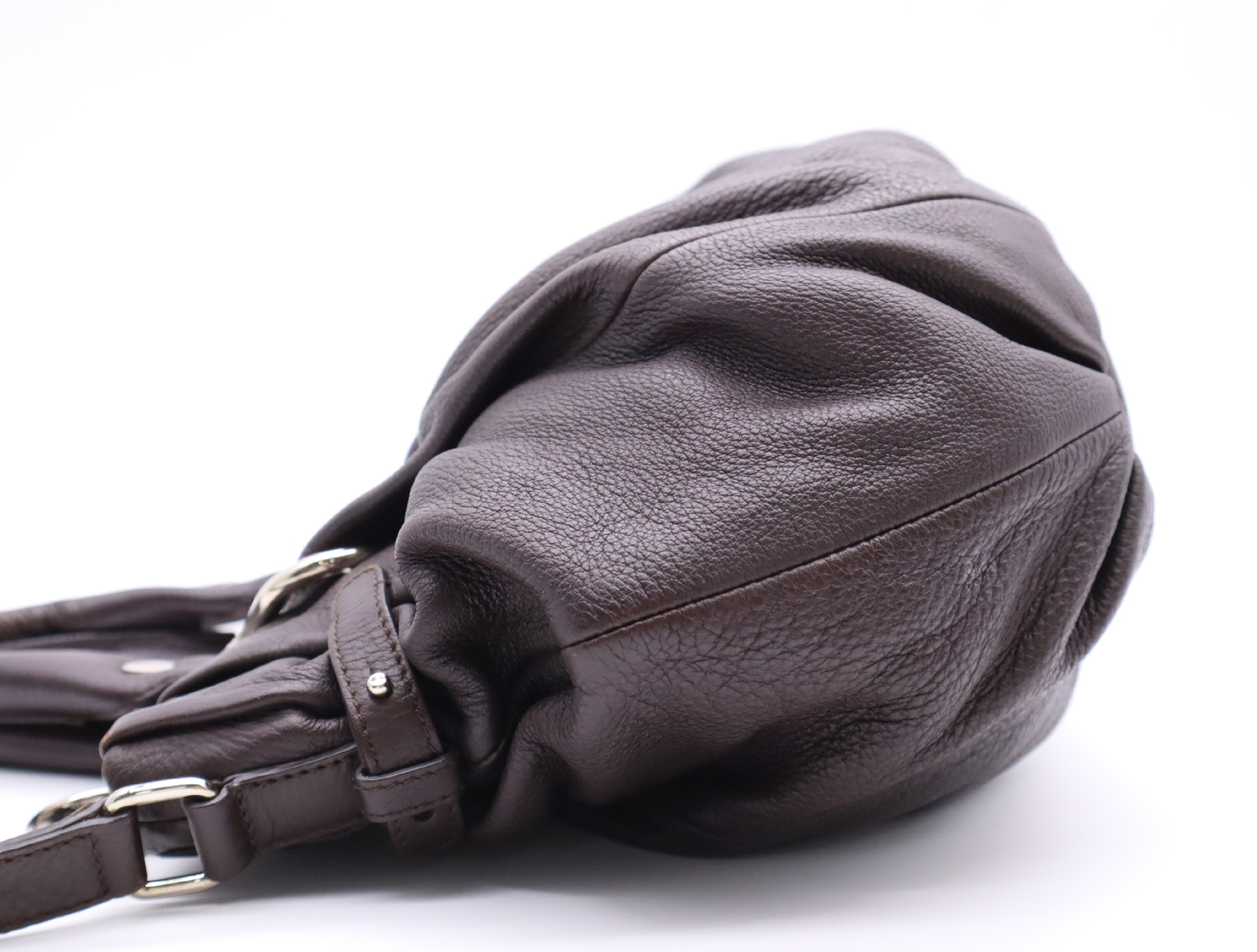 Leather Pillow Small Handbag, Dark Brown, Silver Hardware, Includes Shoulder Strap, Dust Bag, and Charm. — view 3
