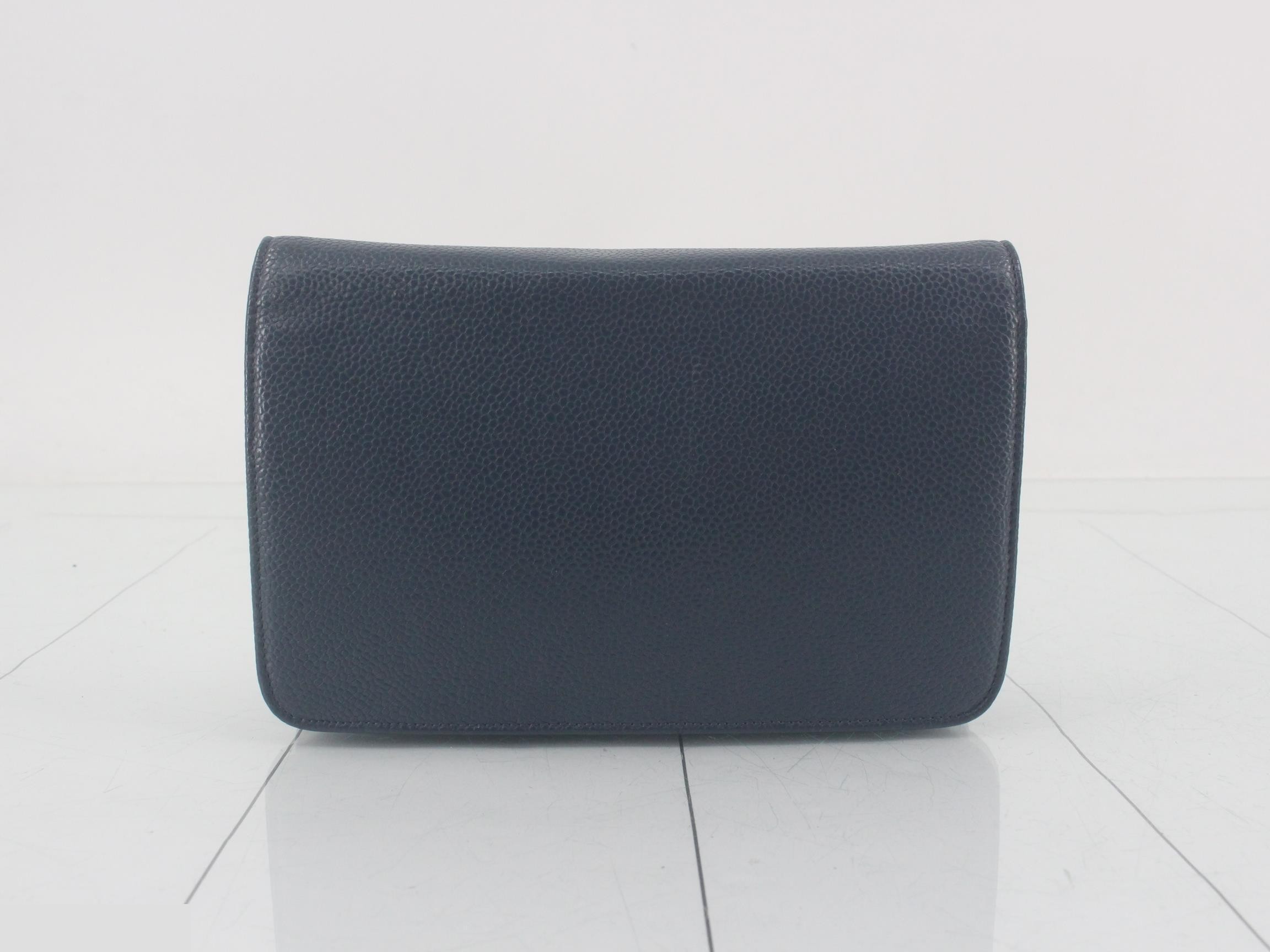 Coco Mark Caviar Skin Chain Shoulder Wallet Bag — view 2