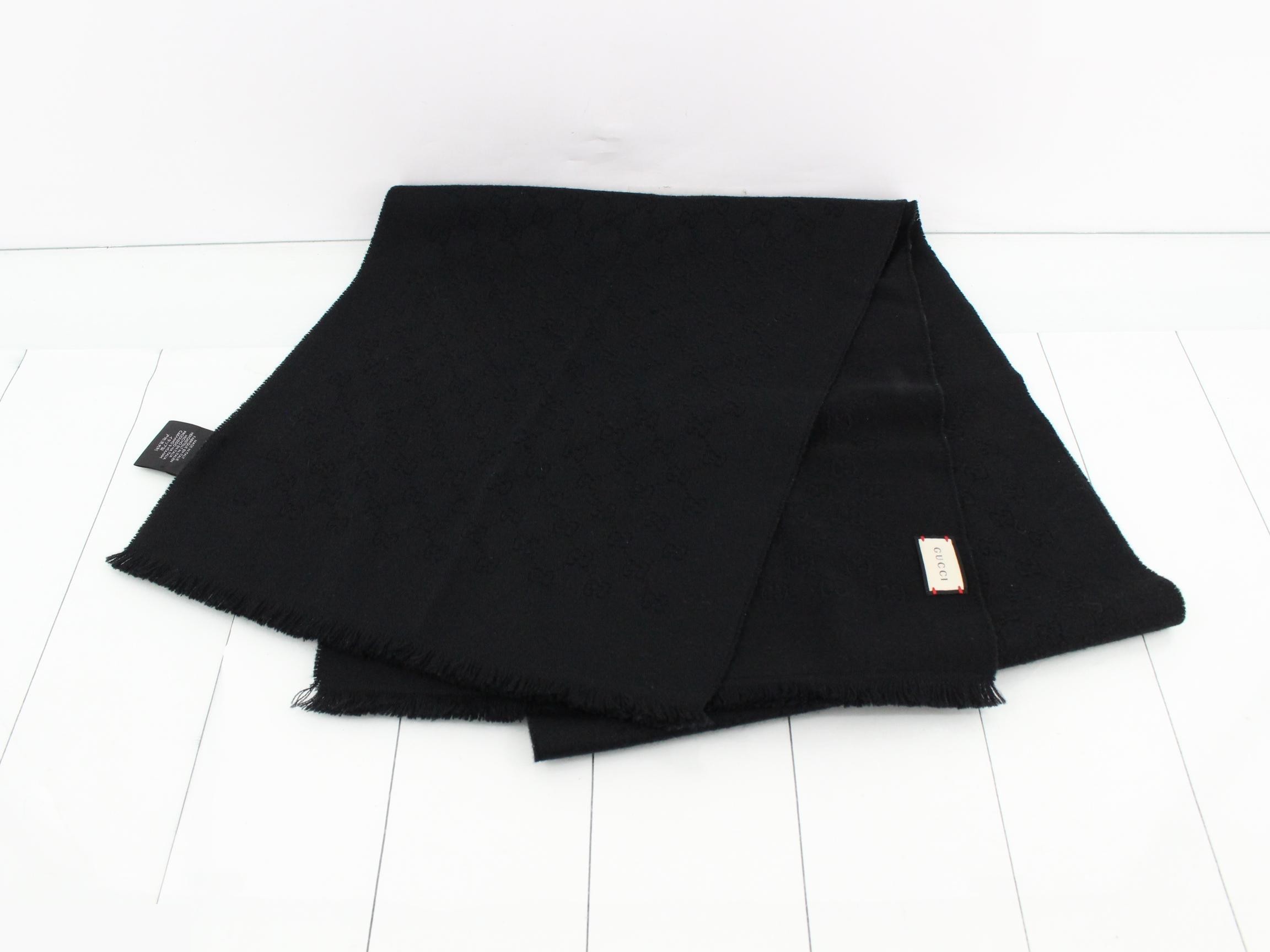 New tag GG pattern scarf, black — view 2
