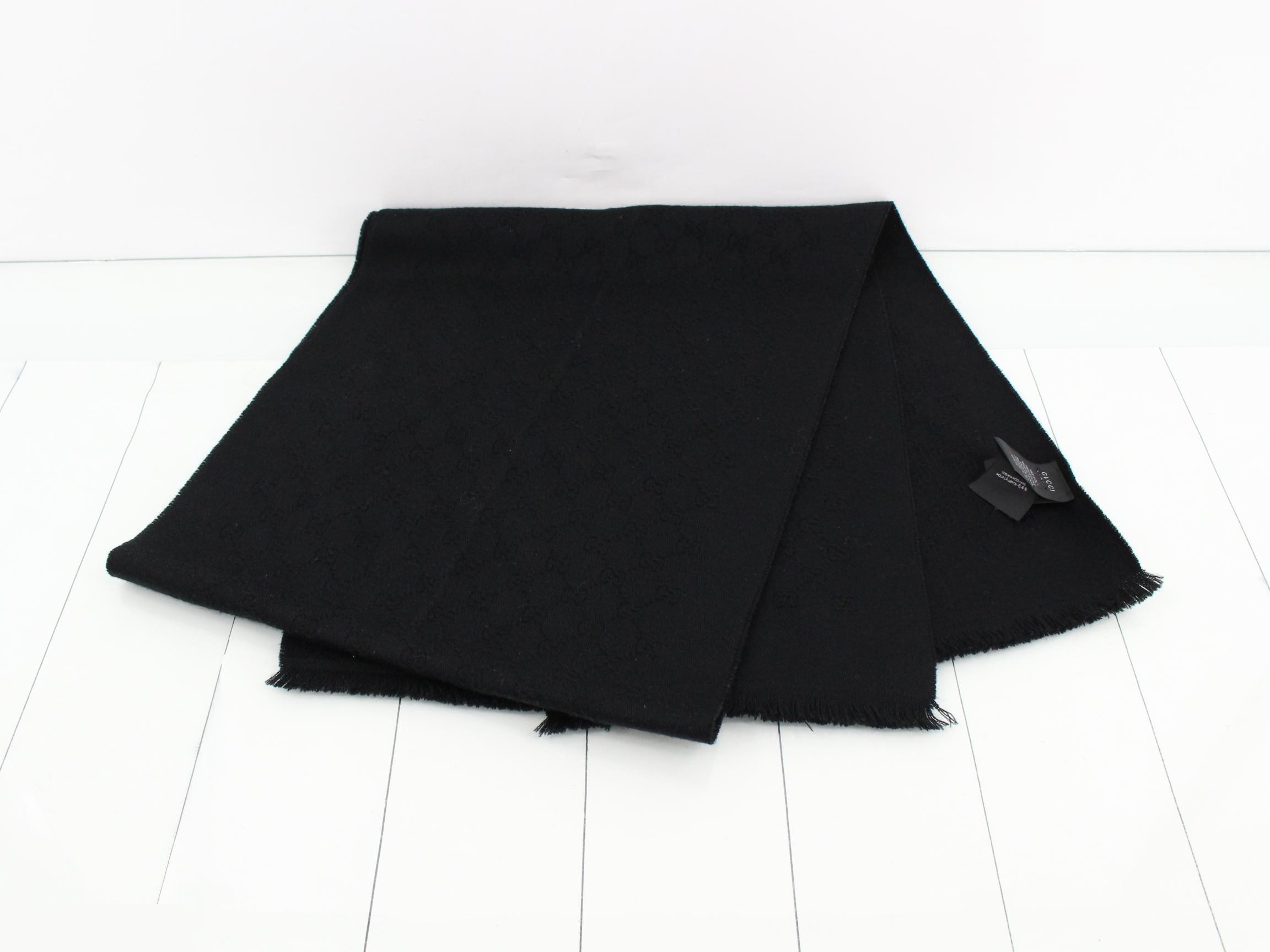 New tag GG pattern scarf, black — view 3