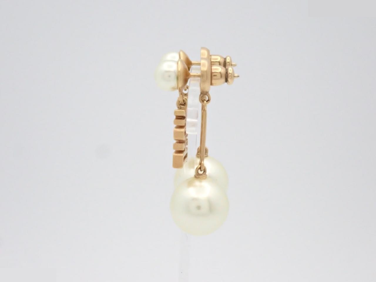 Logo Pearl Earrings, Gold — view 3