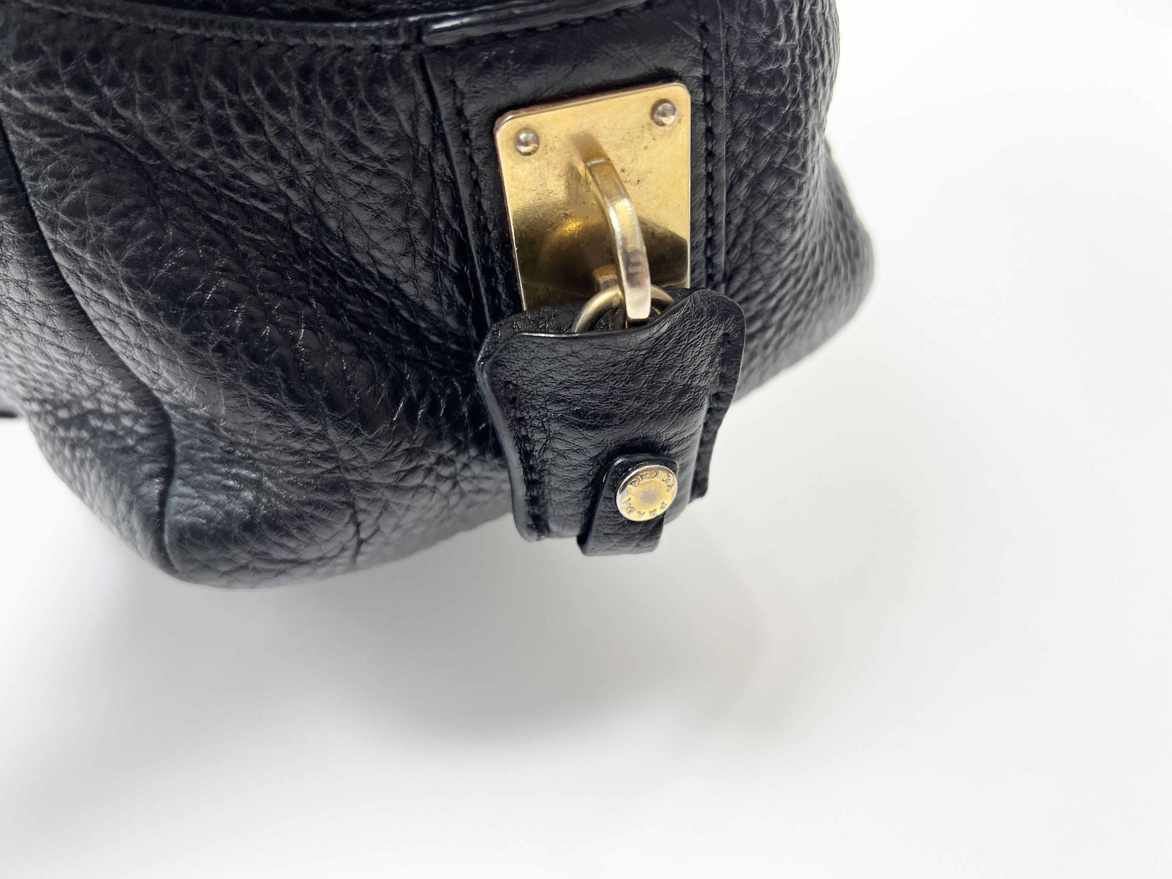 Vitello Daino Logo Leather Boston Bag, Handbag, Shoulder Bag — view 15