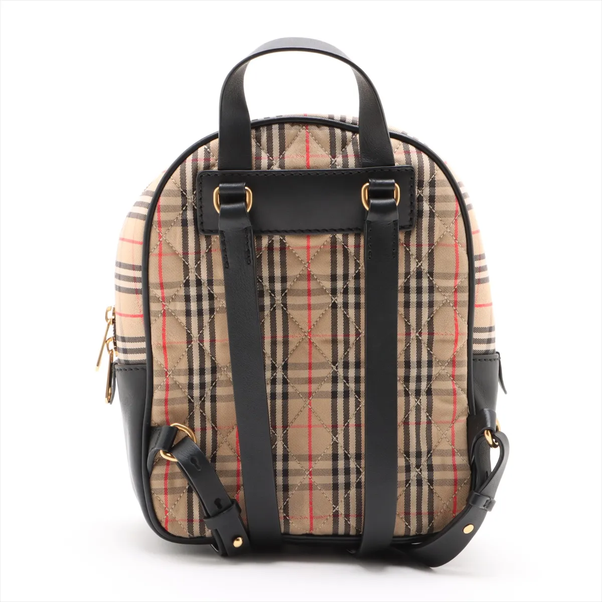 Nova Check Canvas x Leather Backpack/Rucksack Beige x Black — view 2