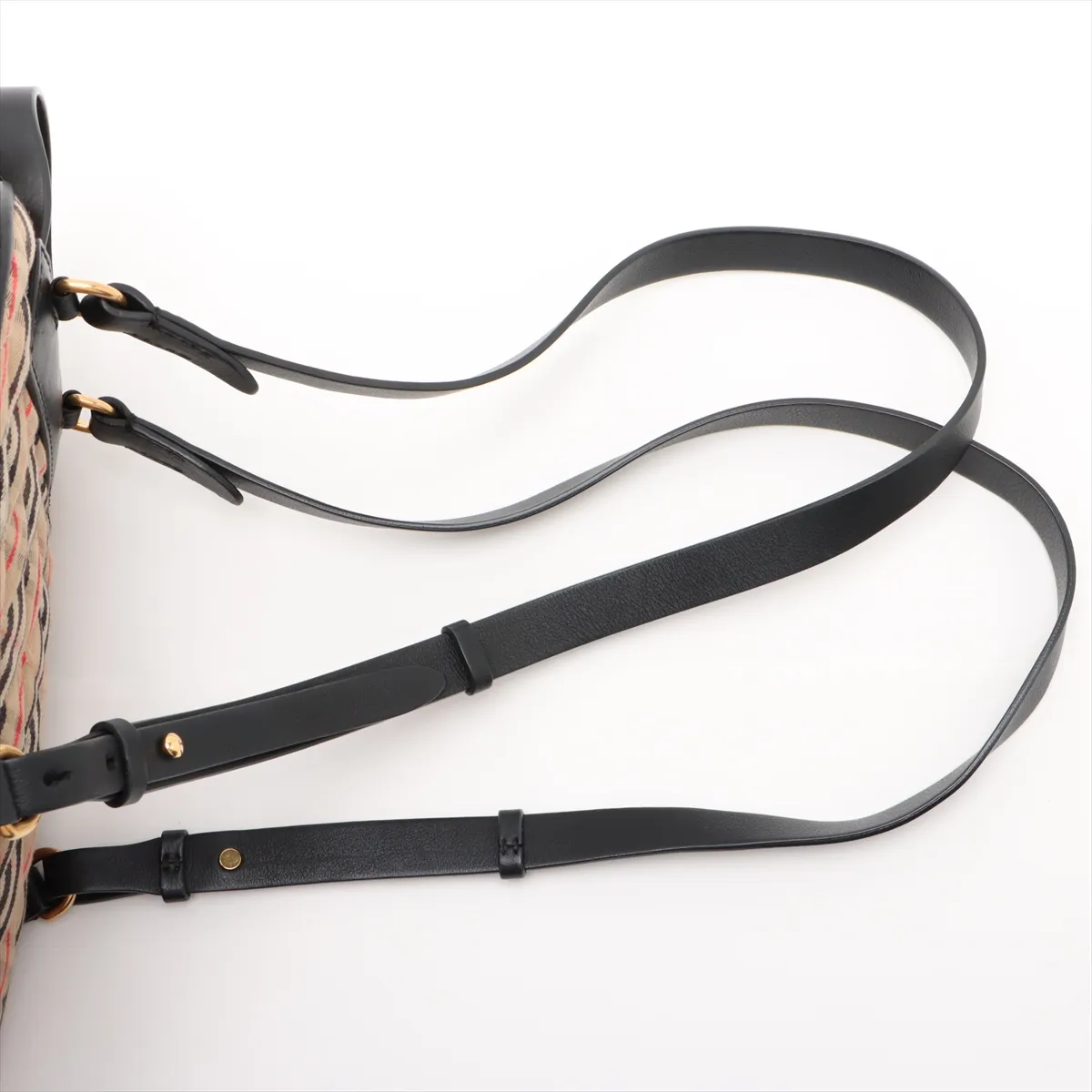 Nova Check Canvas x Leather Backpack/Rucksack Beige x Black — view 6