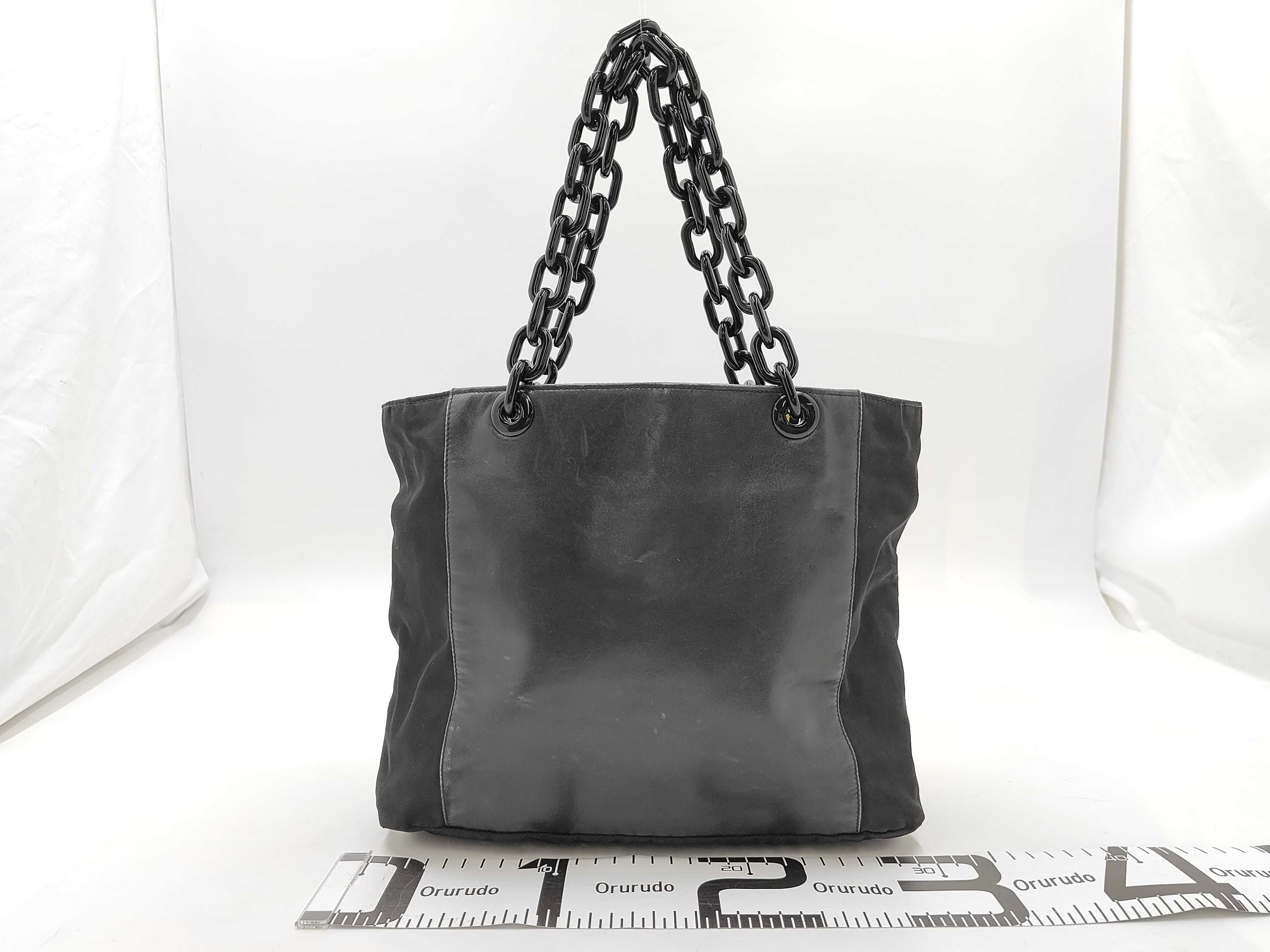 Nylon x Leather Chain Handbag — view 2