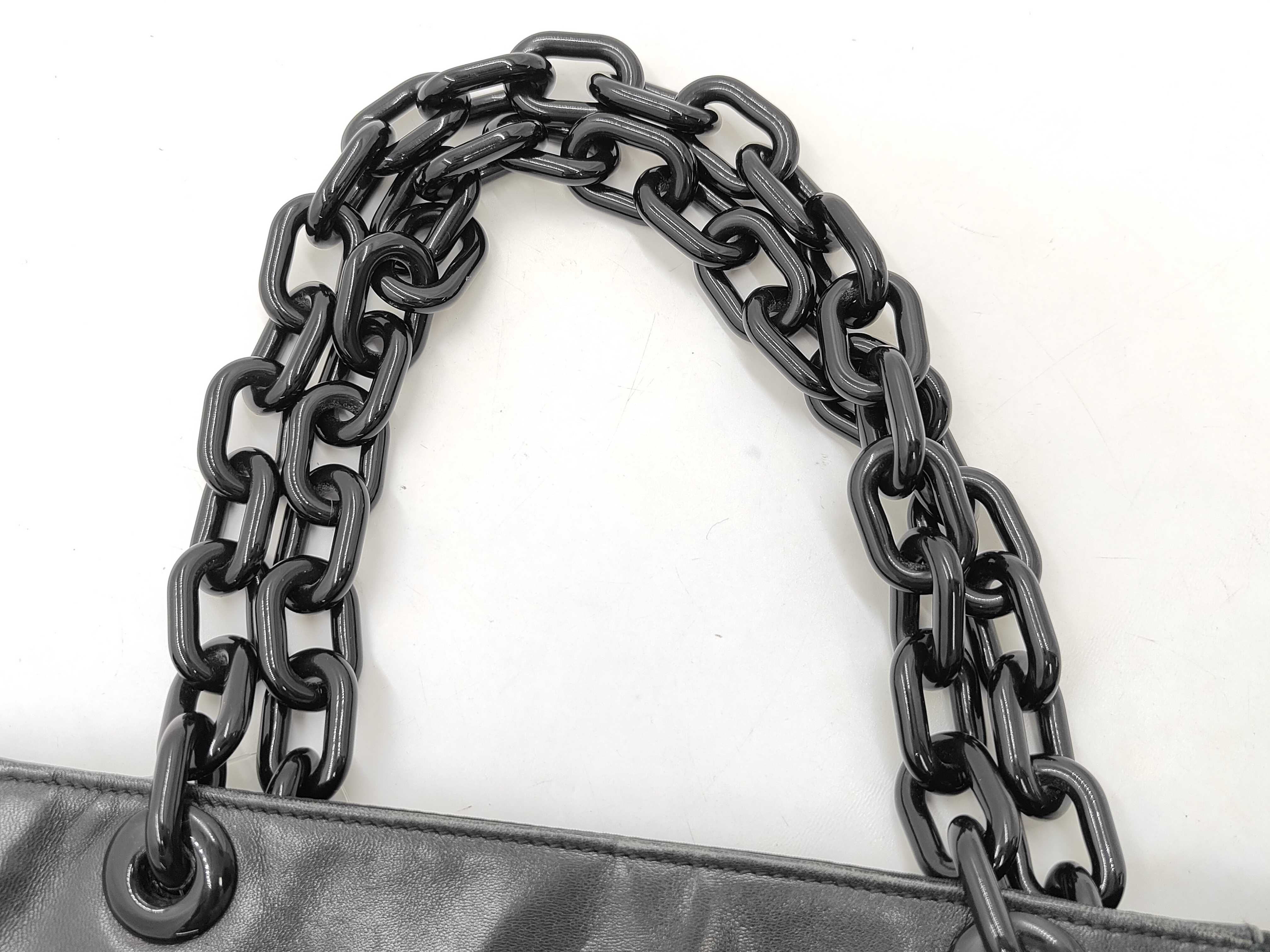 Nylon x Leather Chain Handbag — view 11