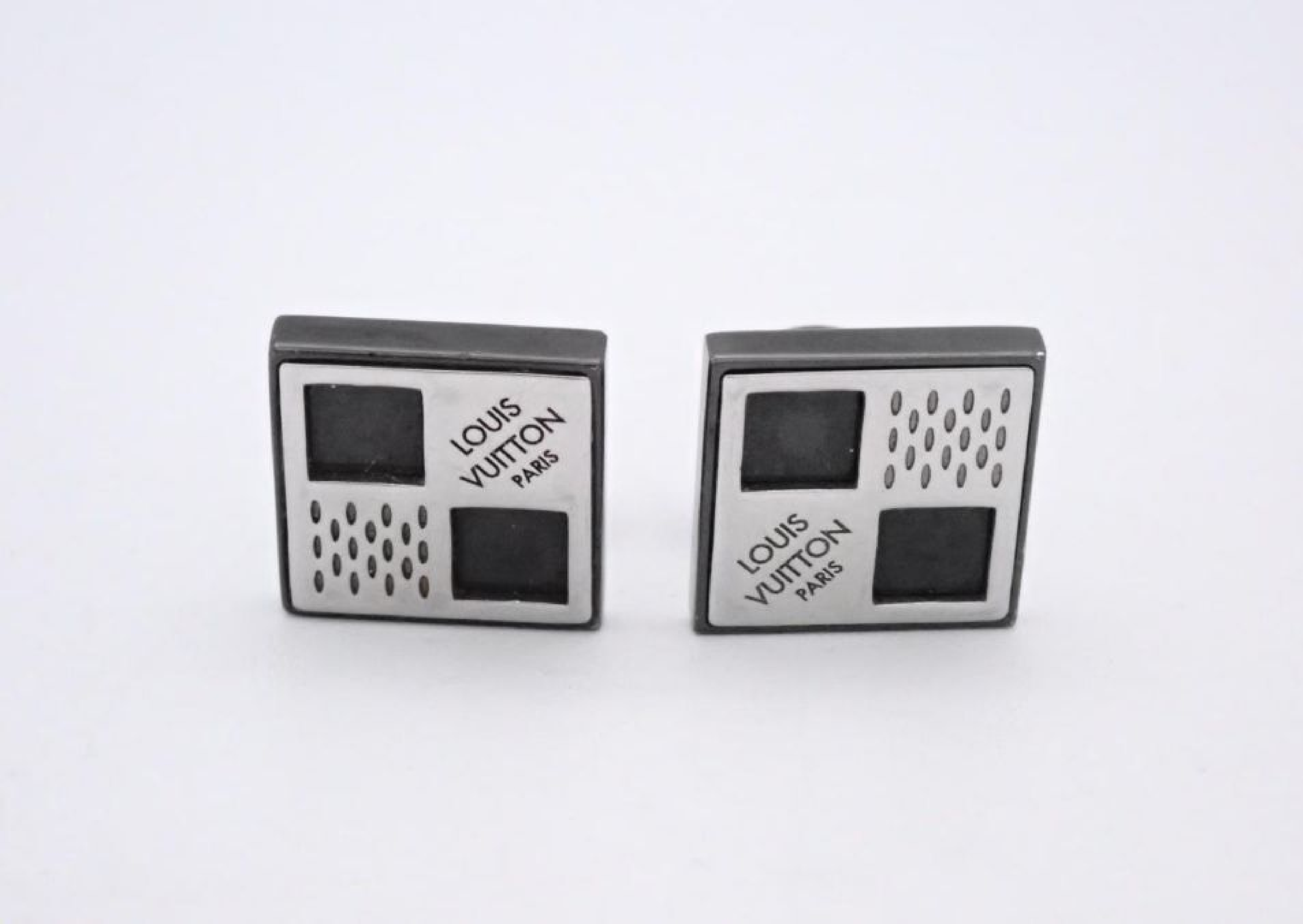 Cufflinks M64193 Damier Case Included Tie Clip & Cufflinks