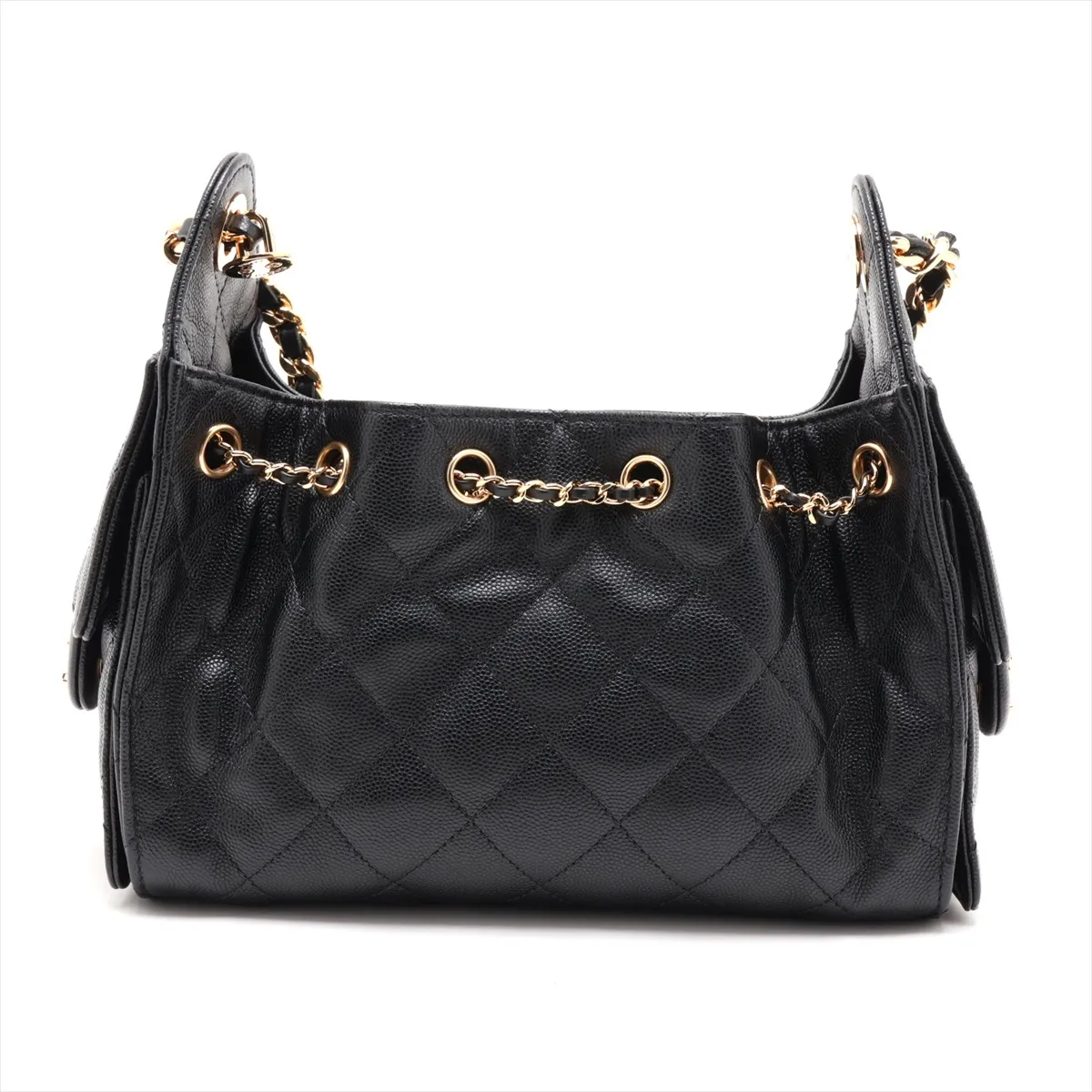 [Individually packaged] Chanel 25 Mini Caviar Skin Chain Shoulder Bag, Black with Gold Hardware, L90XA2K6, Random Plate — view 2