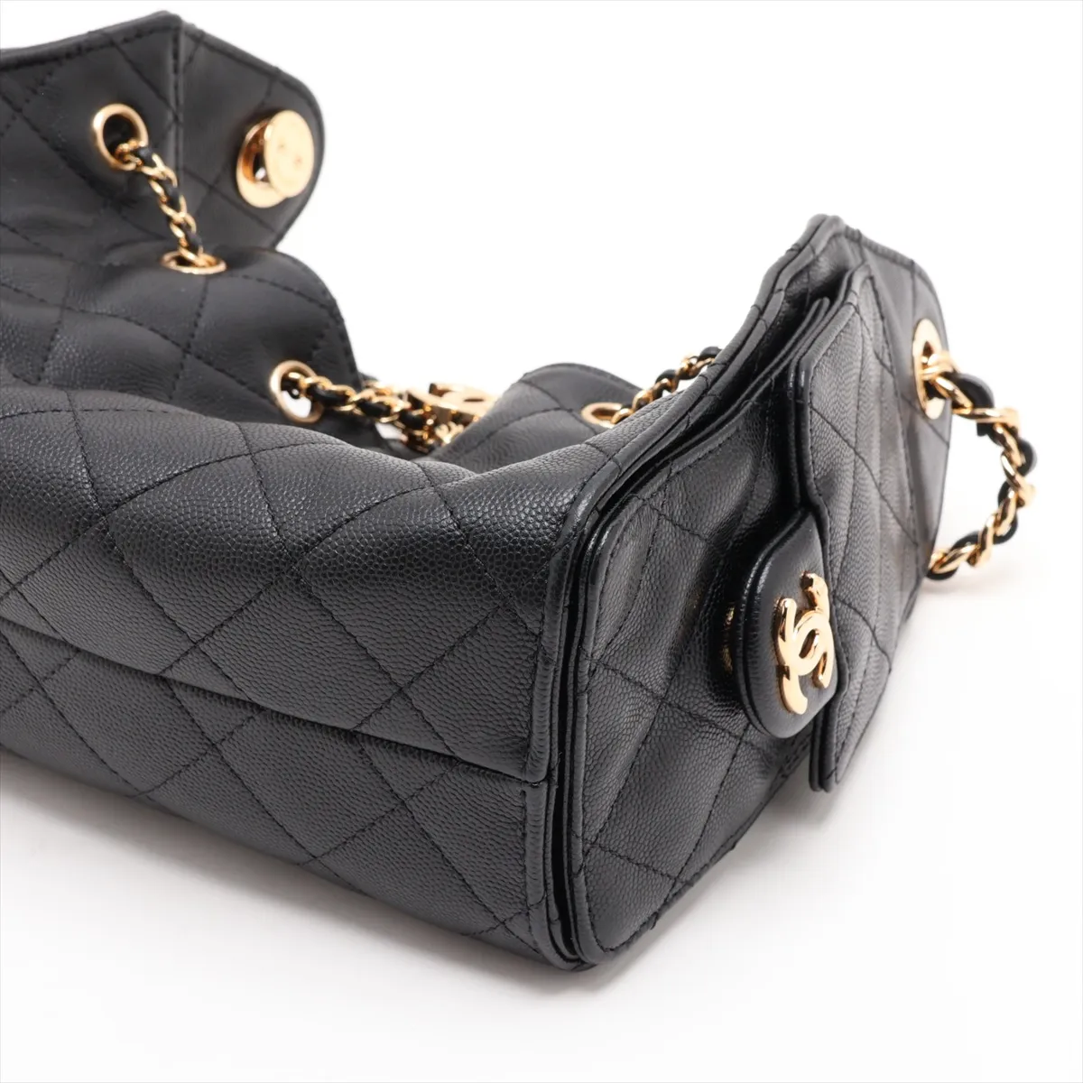 [Individually packaged] Chanel 25 Mini Caviar Skin Chain Shoulder Bag, Black with Gold Hardware, L90XA2K6, Random Plate — view 3