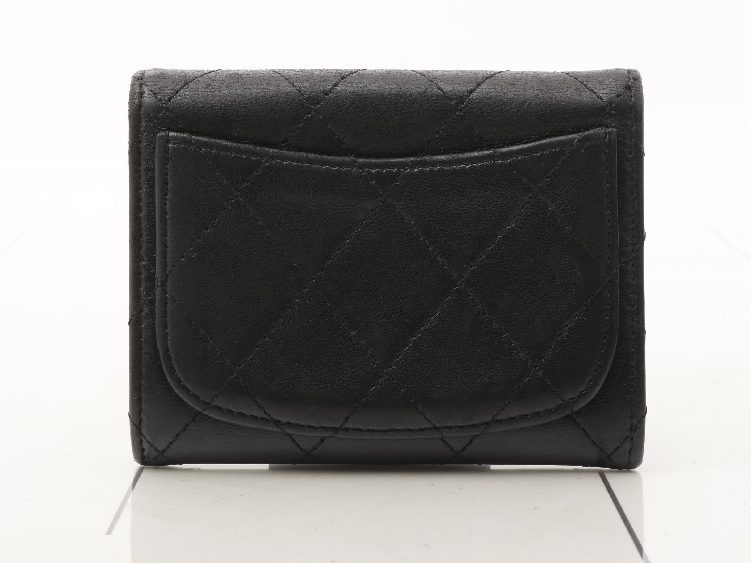 Matelassé coin case/wallet, lambskin, black — view 2