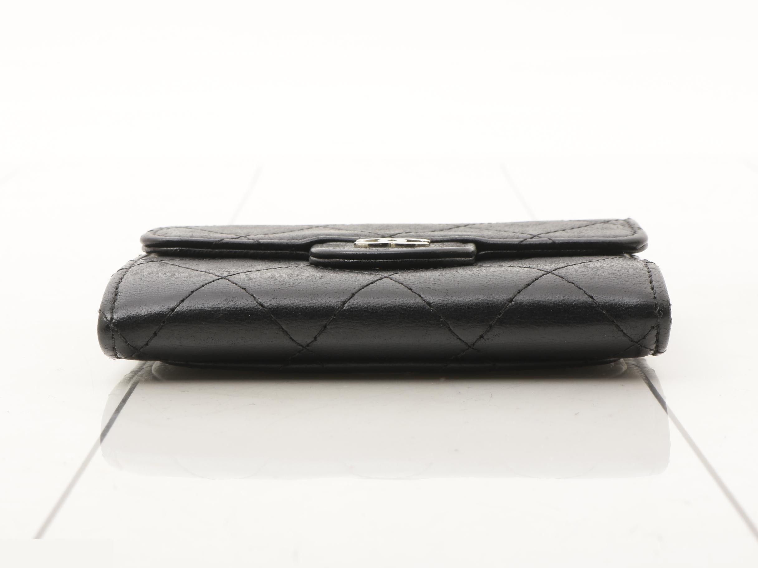 Matelassé coin case/wallet, lambskin, black — view 3