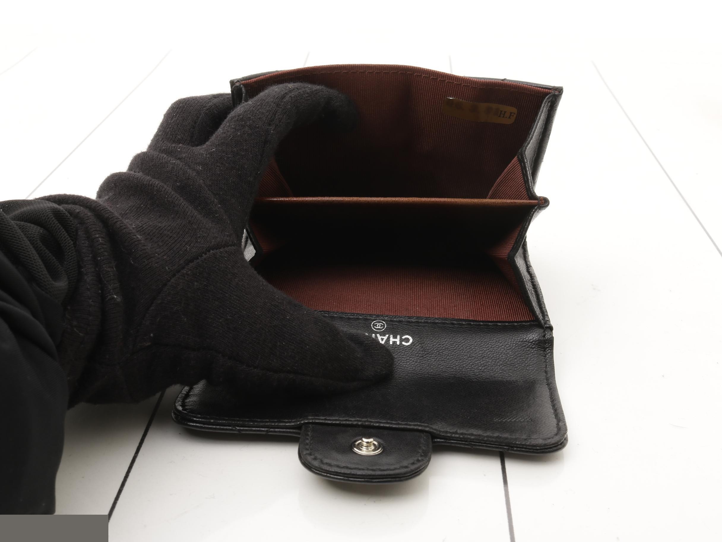 Matelassé coin case/wallet, lambskin, black — view 4
