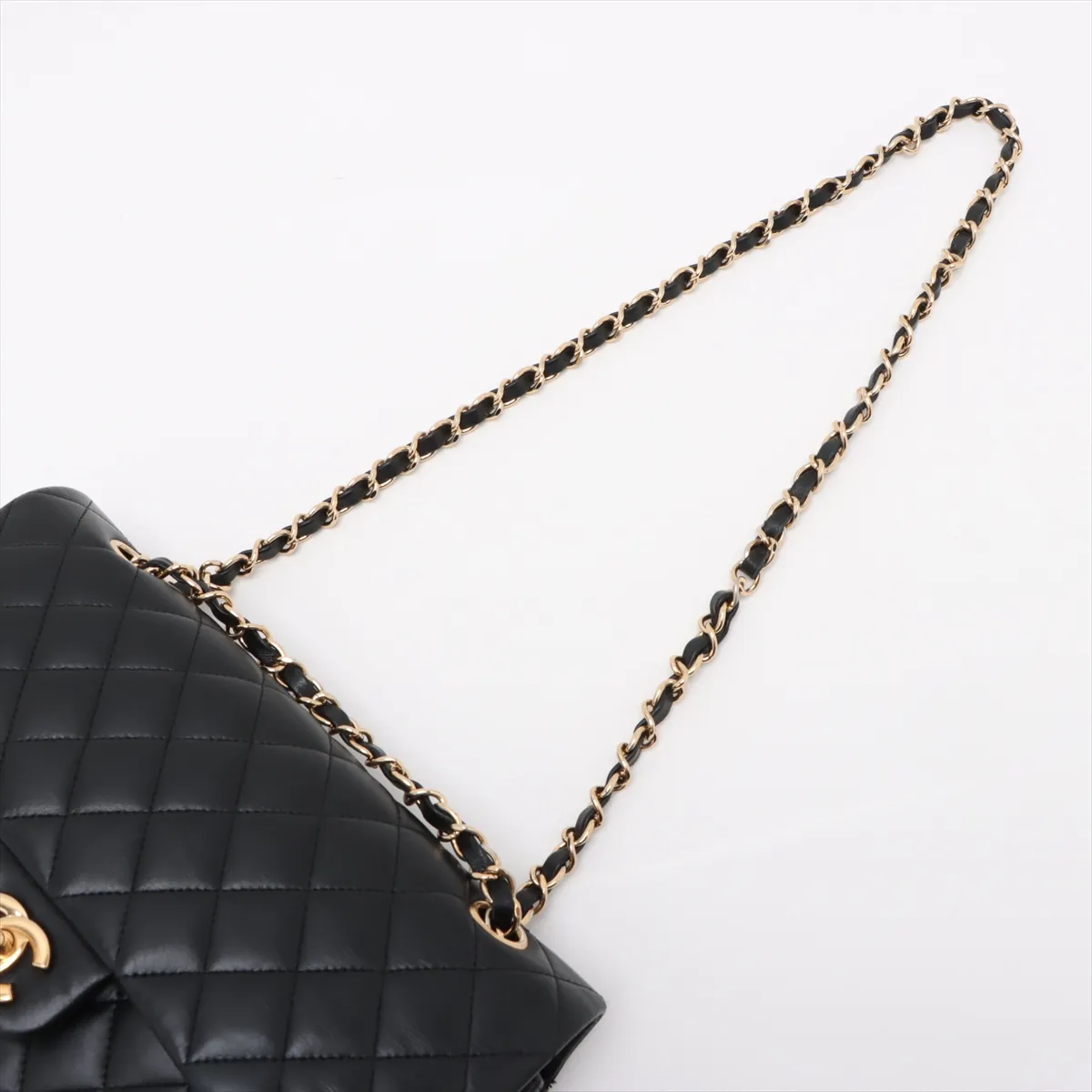 [Individually packaged] Chanel Matelassé 25 Lambskin Double Flap Double Chain Bag, Black with Gold Hardware, 13451534, Series 13 — view 5