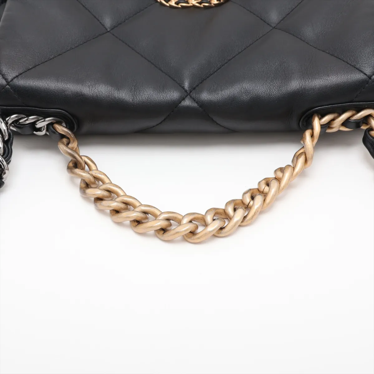 19 Lambskin Chain Shoulder Bag, Black with Gold and Silver Hardware, 31249049, Serial Number , AS1160 — view 5