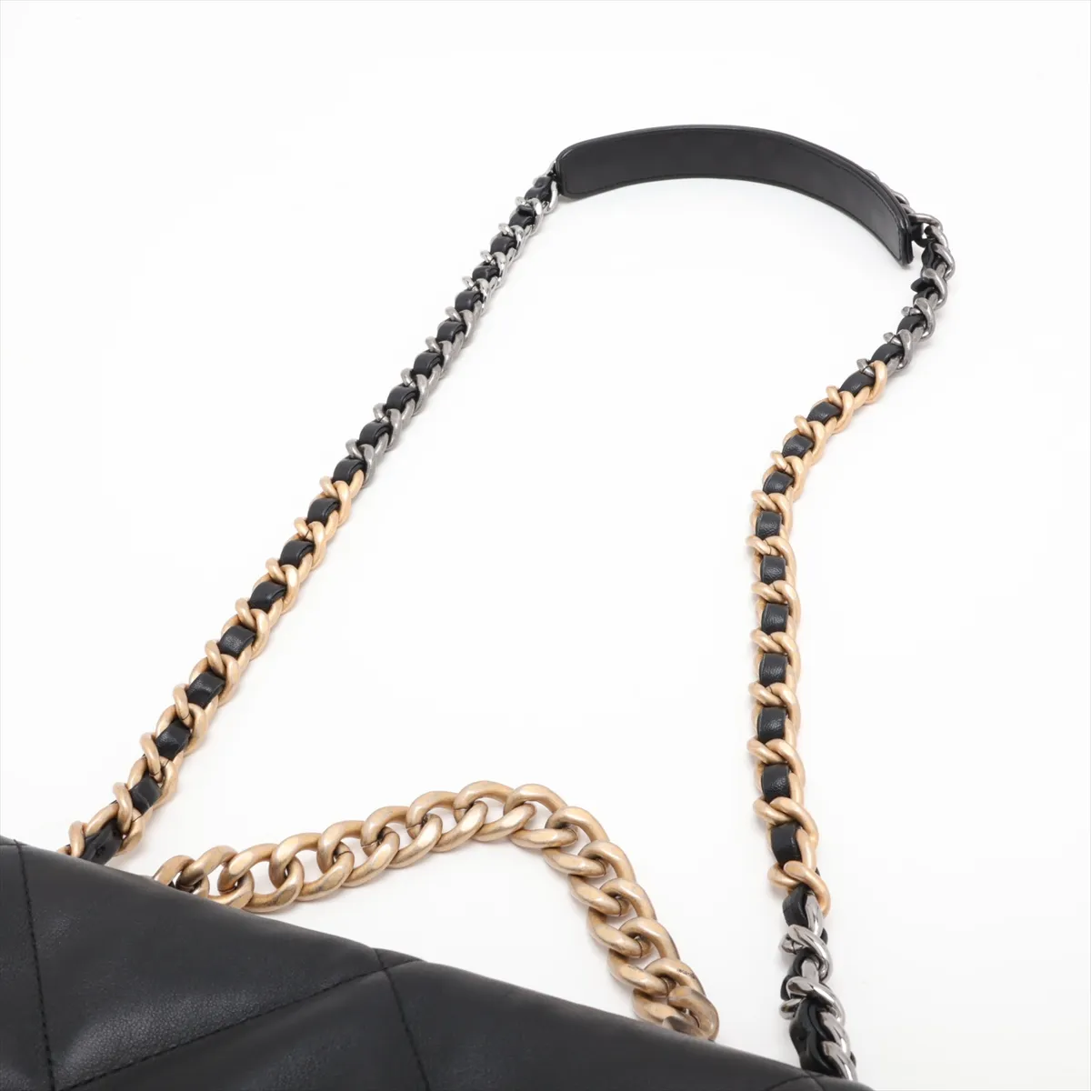 19 Lambskin Chain Shoulder Bag, Black with Gold and Silver Hardware, 31249049, Serial Number , AS1160 — view 7