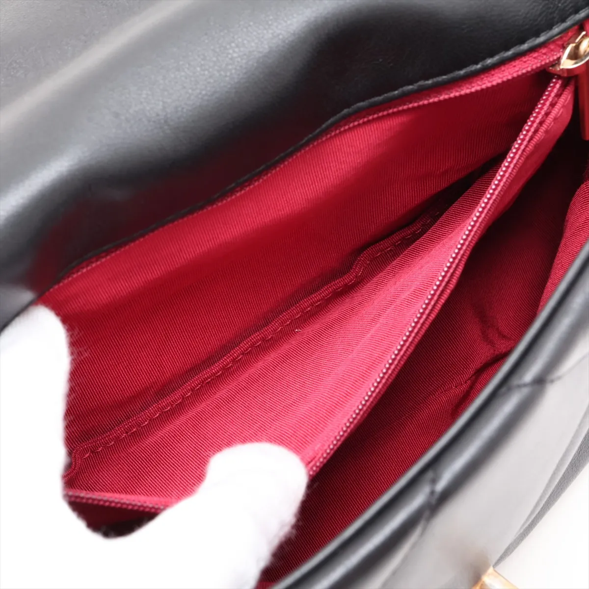 19 Lambskin Chain Shoulder Bag, Black with Gold and Silver Hardware, 31249049, Serial Number , AS1160 — view 9