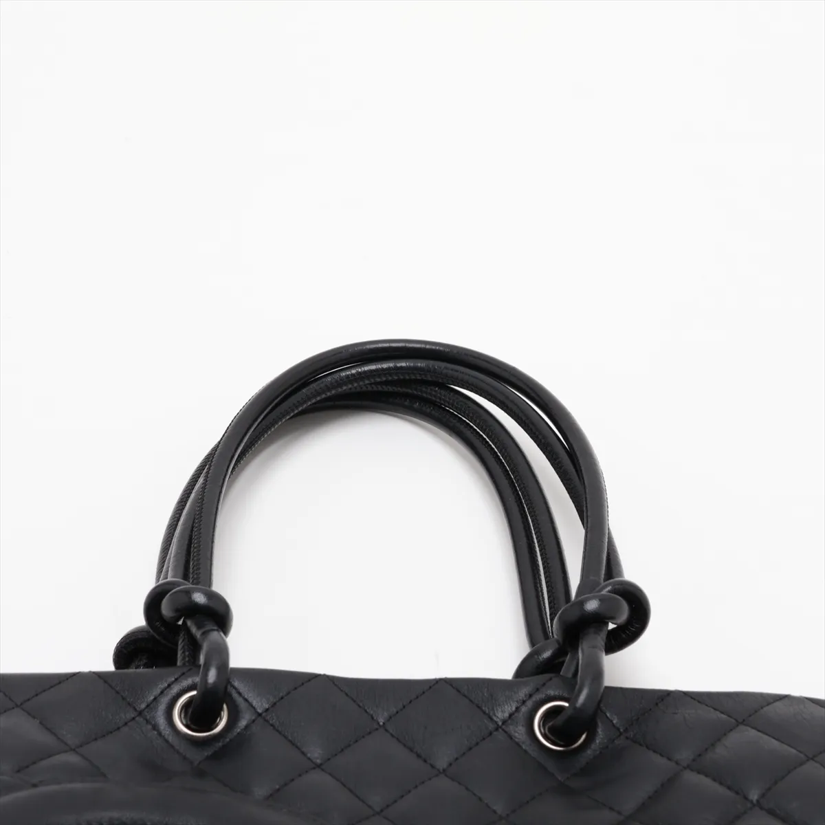 Cambon Line Lambskin Tote Bag, Black with Silver Hardware, 8871214 (Serial Number 8) — view 6
