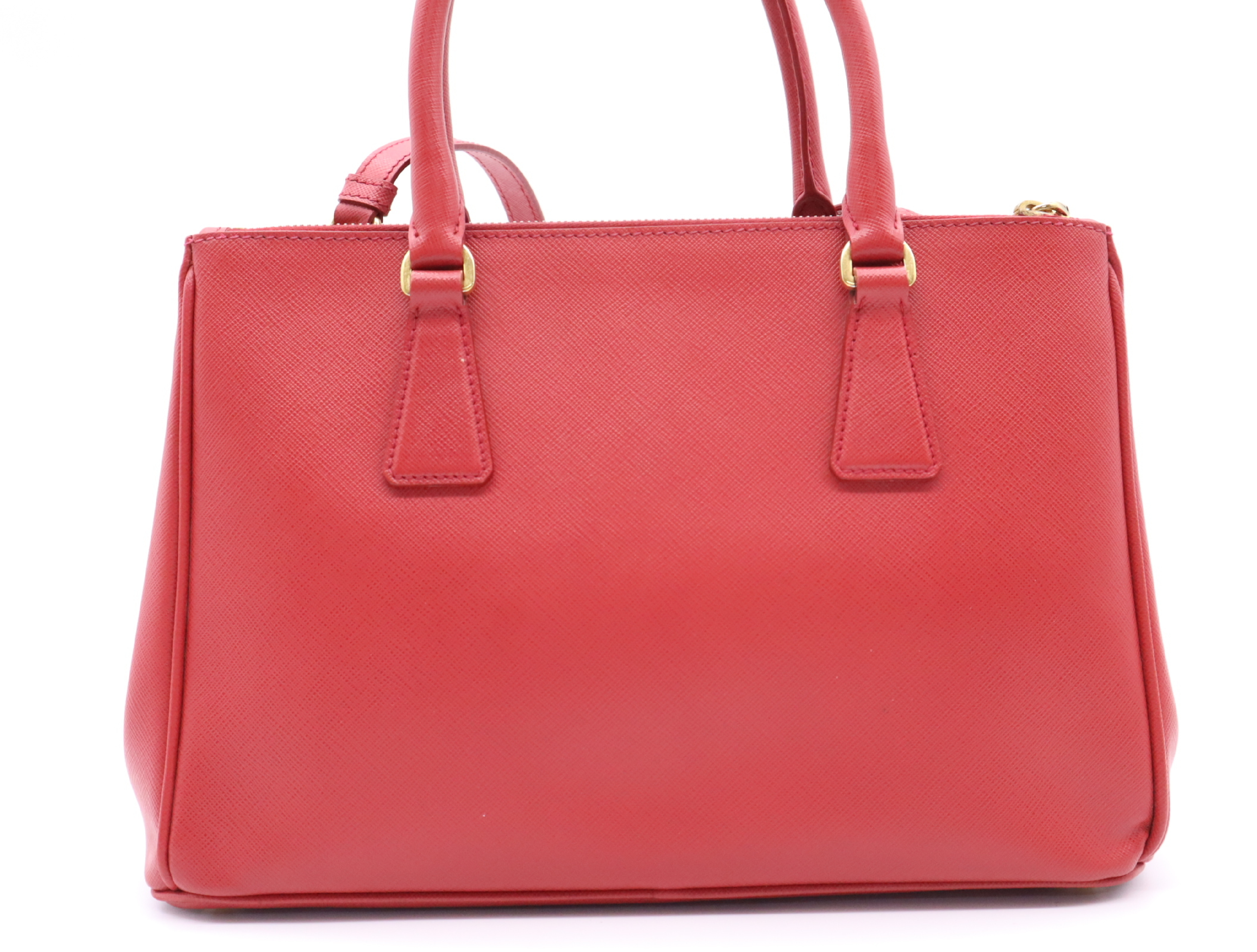 Leather Galleria Handbag, Red, Gold Hardware, with Shoulder Strap and Charm. — view 2