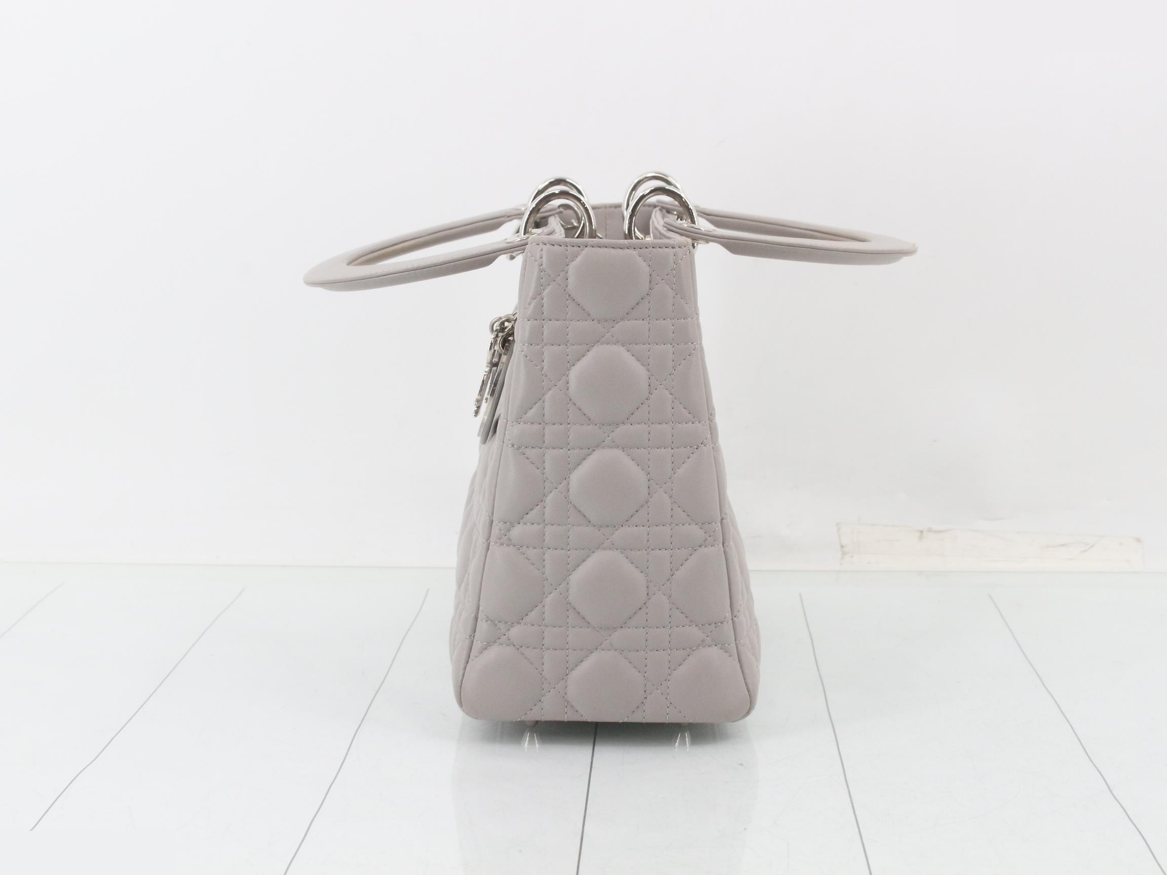 Lady Dior Cannage Grey Lambskin — view 3