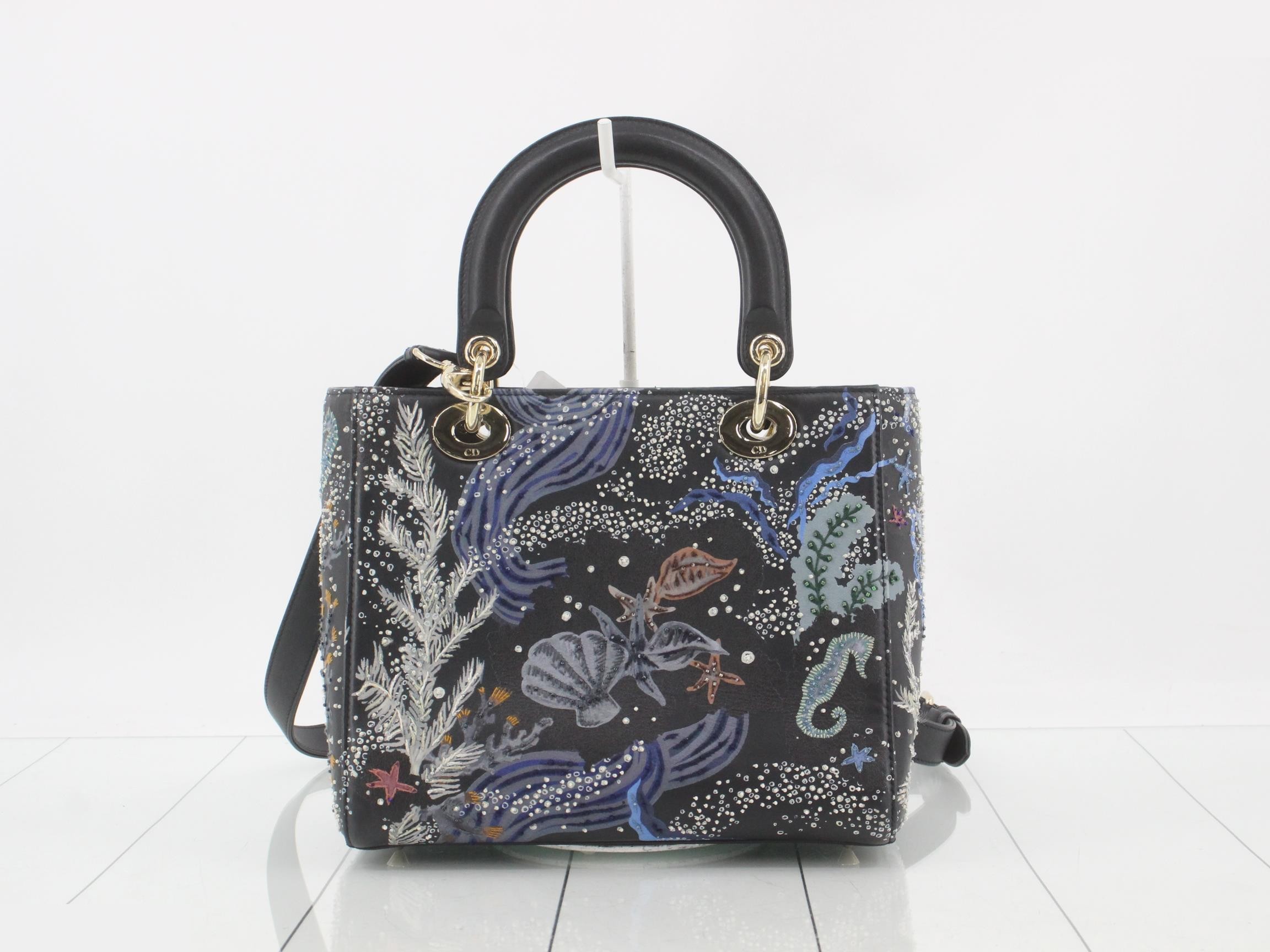 Lady Dior Leather 2-Way Handbag, Black — view 2