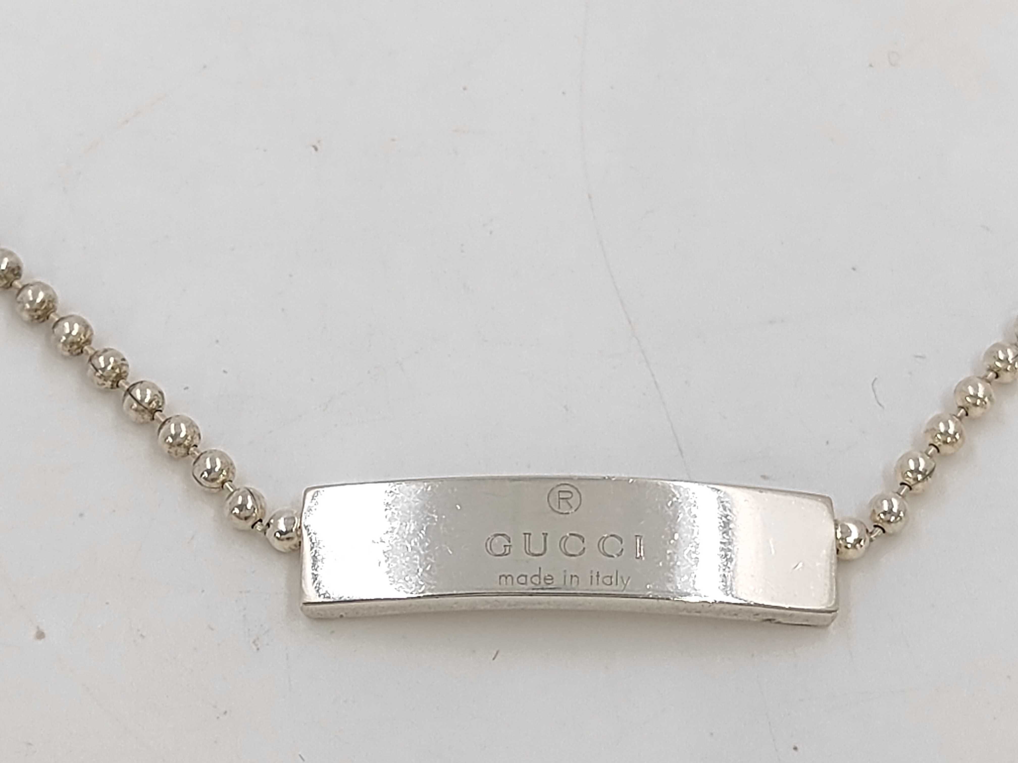 necklace, plate design, ball chain, 925 sterling silver, 11.5g.