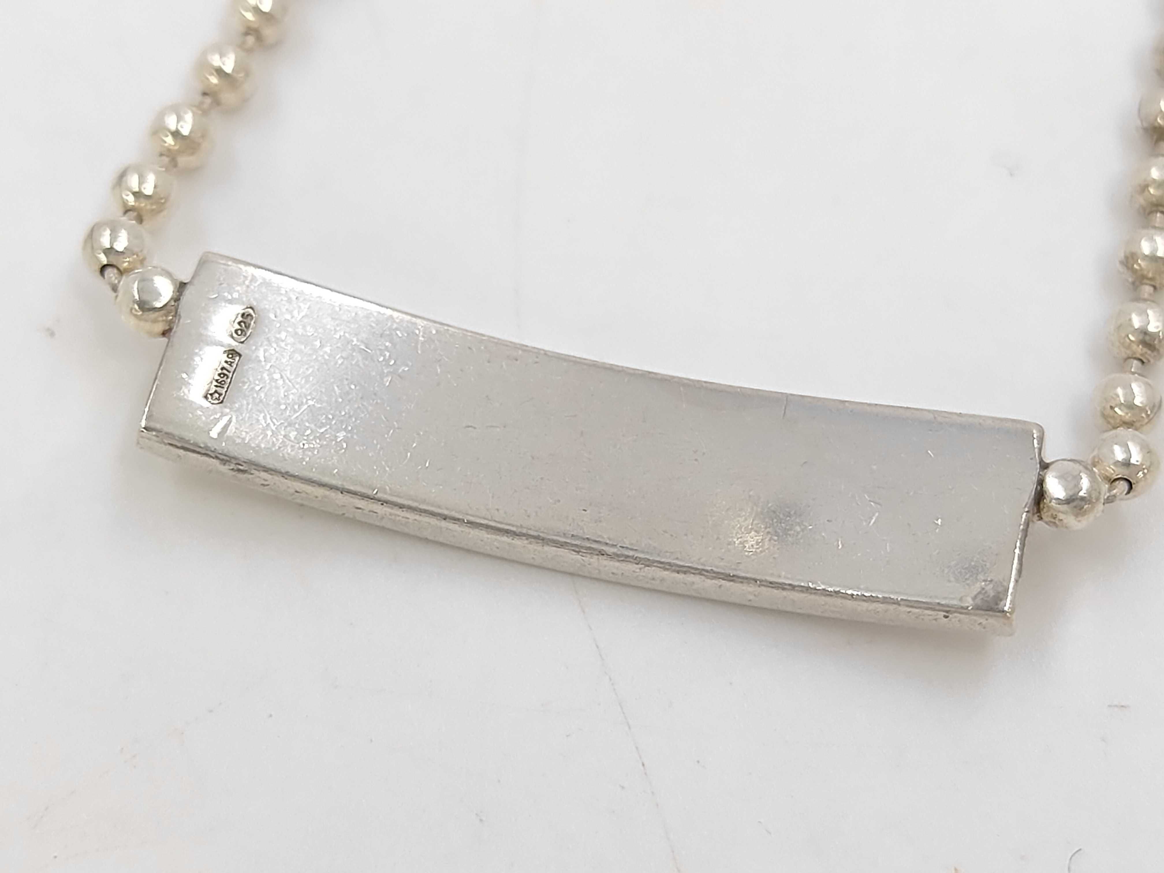 necklace, plate design, ball chain, 925 sterling silver, 11.5g. — view 2